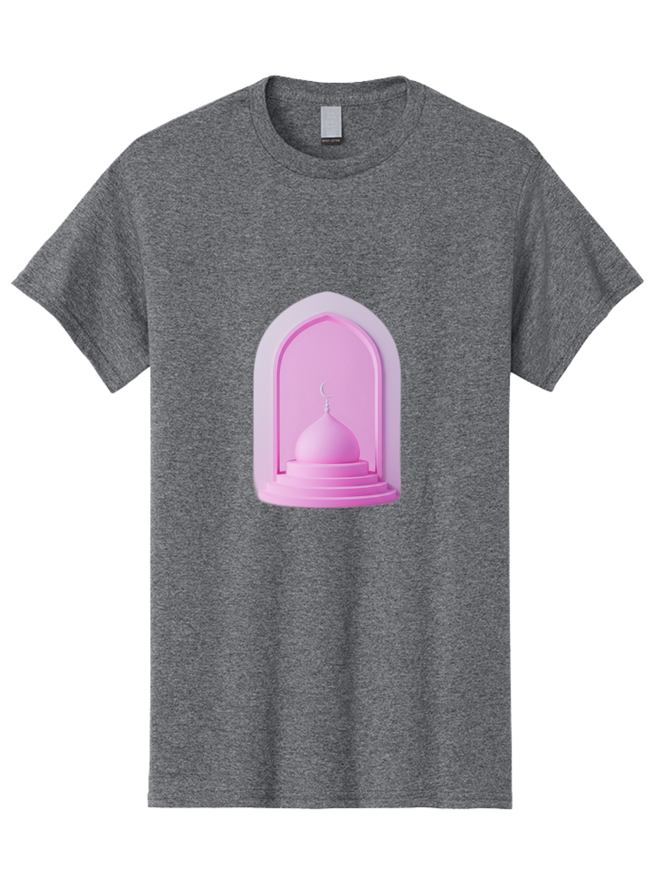 Pink-Mosque-Dome Men'S Graphic Tee, 100% Cotton, Comfortable Casual Summer Wear, Machine Washable, Islamic Architecture, Dome With Crescent Moon, Minimalistic Design, Modern Islamic Art, Religious Symbol, Serene Ambiance, Cultural Heritage Bad434
