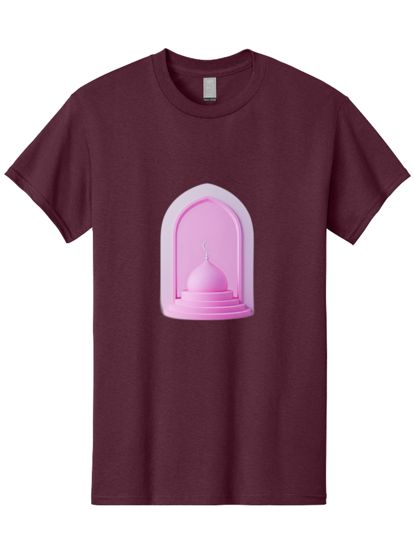 Pink-Mosque-Dome Men'S Graphic Tee, 100% Cotton, Comfortable Casual Summer Wear, Machine Washable, Islamic Architecture, Dome With Crescent Moon, Minimalistic Design, Modern Islamic Art, Religious Symbol, Serene Ambiance, Cultural Heritage Bad434