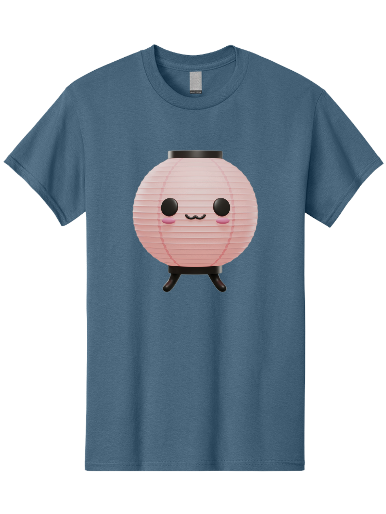 Pink-Paper-Lantern Men'S Graphic Tee, 100% Cotton, Comfortable Casual Summer Wear, Machine Washable, Pink Paper Lantern, Cute Character, Kawaii Culture, Cartoon Style, Smiling Face, Rosy Cheeks, Round Eyes, Black Stand, Kawaii Aesthetic, Bad436