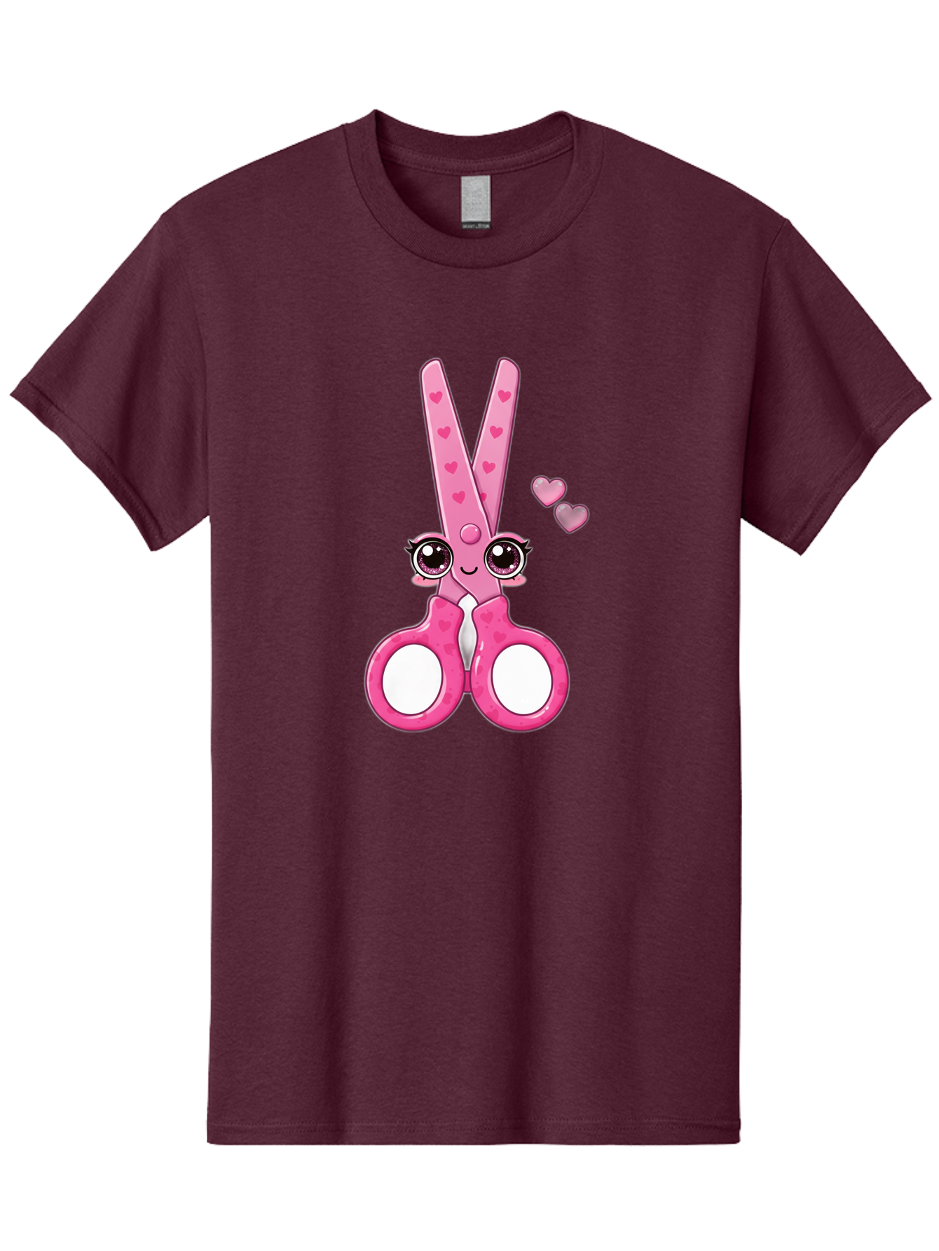 Pink-Scissors Men'S Graphic Tee, 100% Cotton, Comfortable Casual Summer Wear, Machine Washable, Pink Scissors With Hearts, Cute Cartoon Character, Playful Design, Fun Illustration, Office Supplies, Crafting Tools, Heart-Themed Decor, Bad437