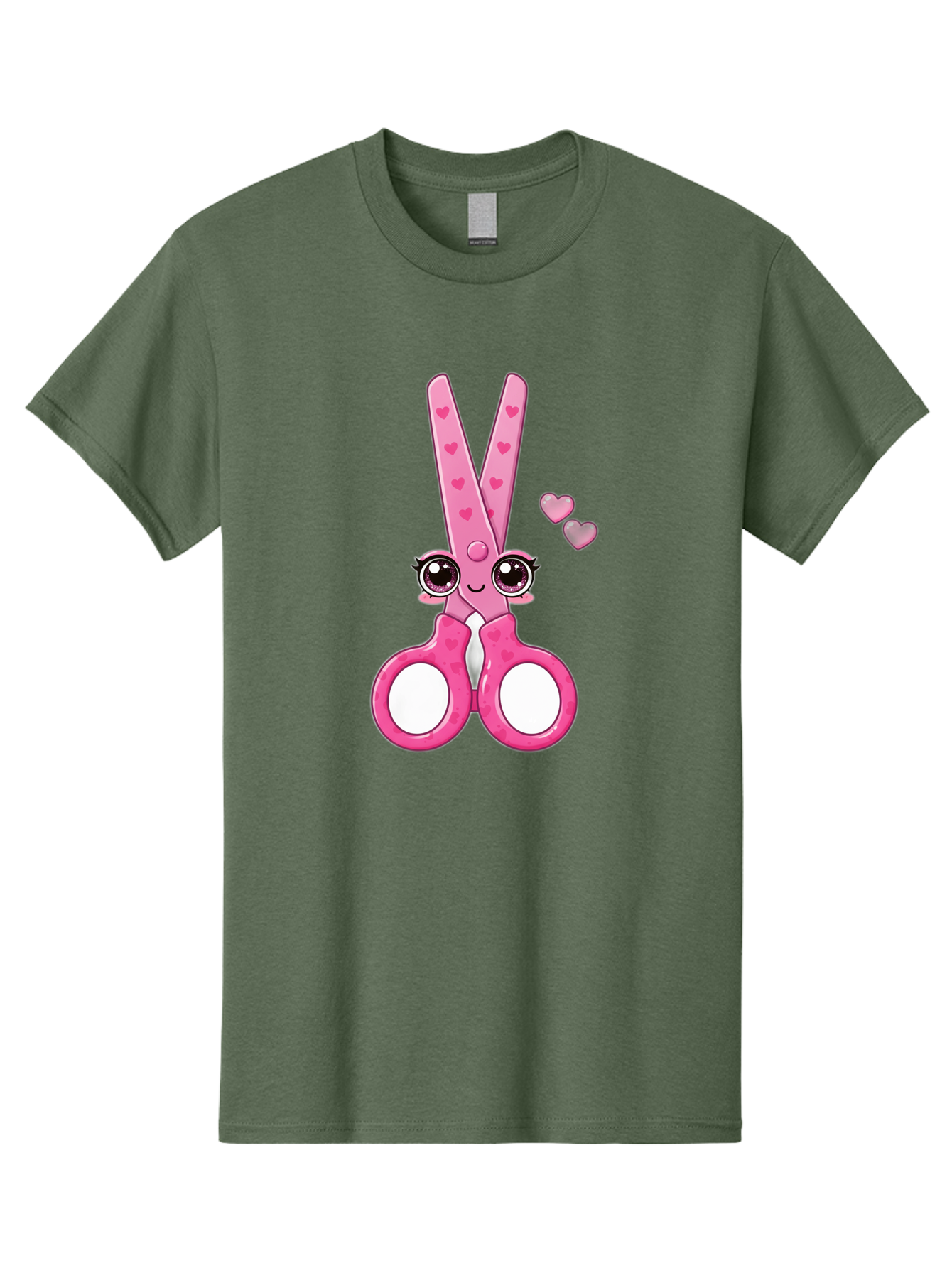 Pink-Scissors Men'S Graphic Tee, 100% Cotton, Comfortable Casual Summer Wear, Machine Washable, Pink Scissors With Hearts, Cute Cartoon Character, Playful Design, Fun Illustration, Office Supplies, Crafting Tools, Heart-Themed Decor, Bad437