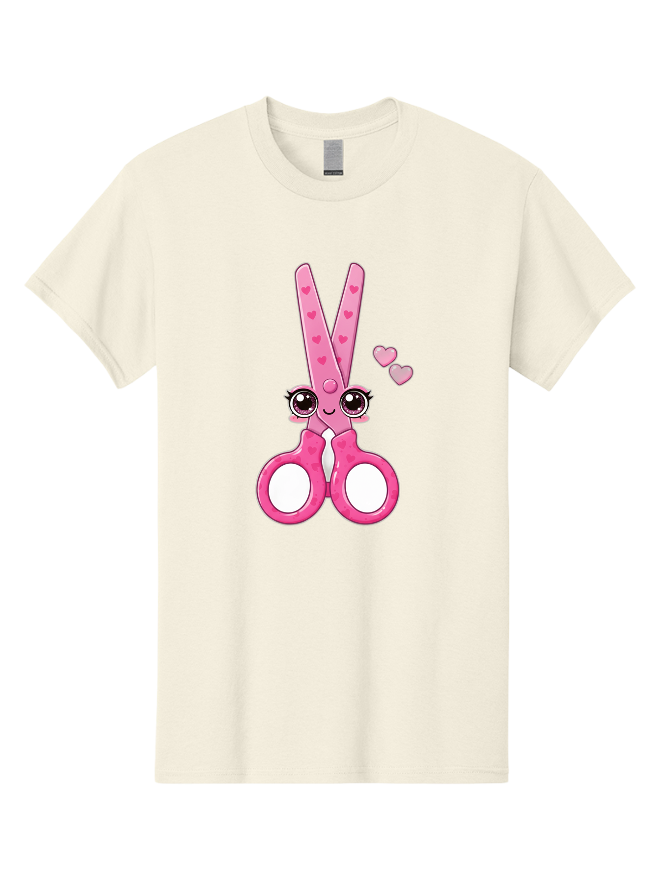 Pink-Scissors Men'S Graphic Tee, 100% Cotton, Comfortable Casual Summer Wear, Machine Washable, Pink Scissors With Hearts, Cute Cartoon Character, Playful Design, Fun Illustration, Office Supplies, Crafting Tools, Heart-Themed Decor, Bad437