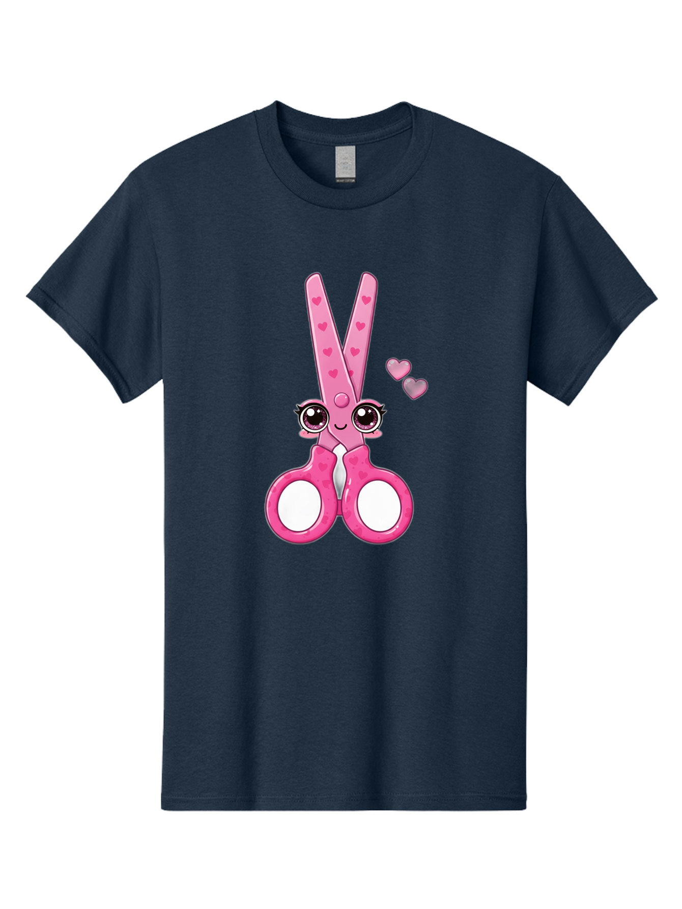 Pink-Scissors Men'S Graphic Tee, 100% Cotton, Comfortable Casual Summer Wear, Machine Washable, Pink Scissors With Hearts, Cute Cartoon Character, Playful Design, Fun Illustration, Office Supplies, Crafting Tools, Heart-Themed Decor, Bad437