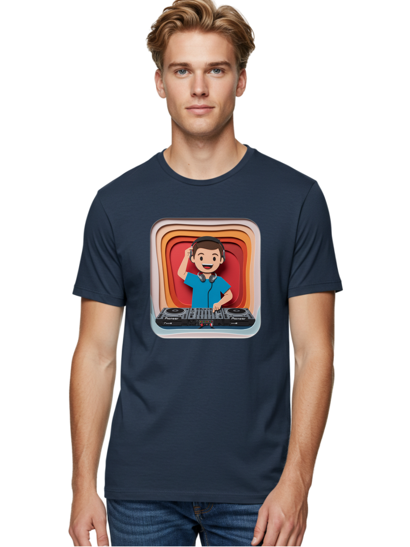 Pioneer-Dj Men'S Graphic Tee, 100% Cotton, Comfortable Casual Summer Wear, Machine Washable, Dj Mixing Music, Electronic Dance Music, Sound Mixing, Music Production, Professional Dj Equipment, Pioneer Dj Controller, Music Mixing Software, Bad439