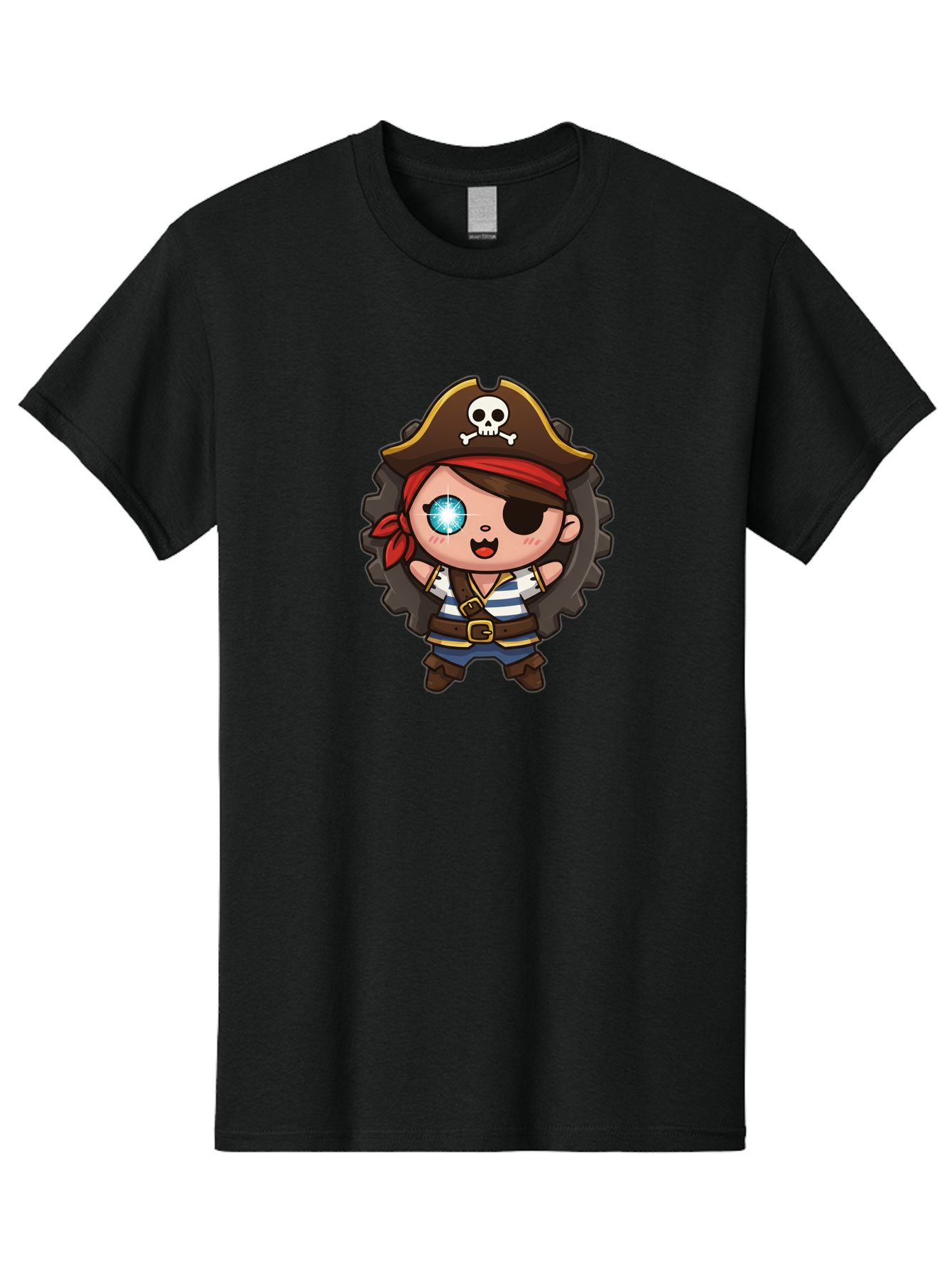 Pirate-Girl Men'S Graphic Tee, 100% Cotton, Comfortable Casual Summer Wear, Machine Washable, Cartoon Pirate Girl, Pirate Costume, Eye Patch, Pirate Hat, Skull And Crossbones, Treasure Hunt, Swashbuckling Adventure, Kawaii Pirate, Bad440