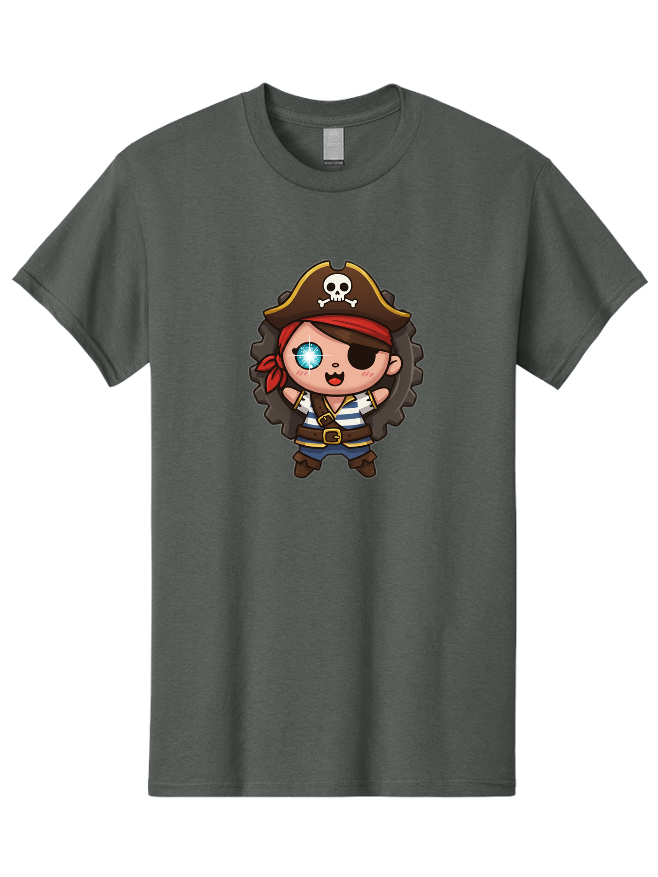 Pirate-Girl Men'S Graphic Tee, 100% Cotton, Comfortable Casual Summer Wear, Machine Washable, Cartoon Pirate Girl, Pirate Costume, Eye Patch, Pirate Hat, Skull And Crossbones, Treasure Hunt, Swashbuckling Adventure, Kawaii Pirate, Bad440
