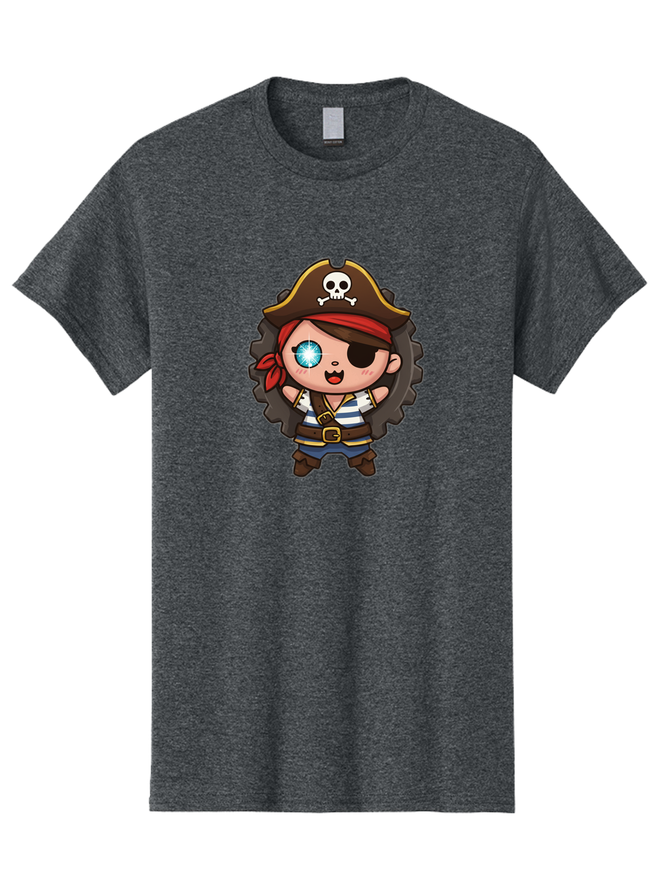 Pirate-Girl Men'S Graphic Tee, 100% Cotton, Comfortable Casual Summer Wear, Machine Washable, Cartoon Pirate Girl, Pirate Costume, Eye Patch, Pirate Hat, Skull And Crossbones, Treasure Hunt, Swashbuckling Adventure, Kawaii Pirate, Bad440