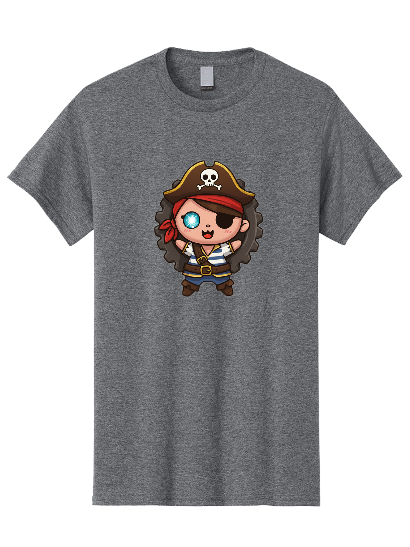 Pirate-Girl Men'S Graphic Tee, 100% Cotton, Comfortable Casual Summer Wear, Machine Washable, Cartoon Pirate Girl, Pirate Costume, Eye Patch, Pirate Hat, Skull And Crossbones, Treasure Hunt, Swashbuckling Adventure, Kawaii Pirate, Bad440