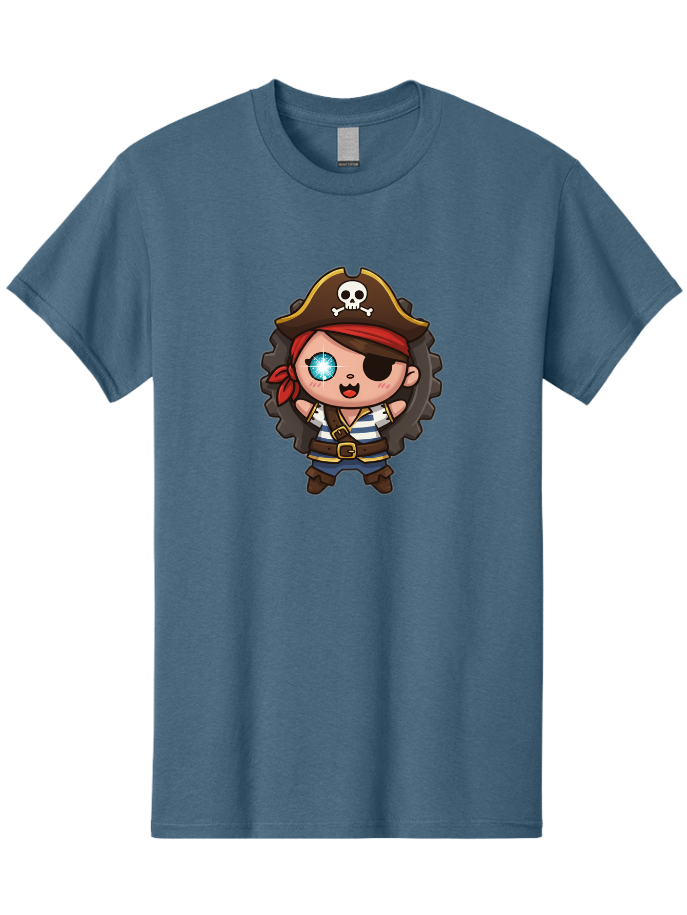 Pirate-Girl Men'S Graphic Tee, 100% Cotton, Comfortable Casual Summer Wear, Machine Washable, Cartoon Pirate Girl, Pirate Costume, Eye Patch, Pirate Hat, Skull And Crossbones, Treasure Hunt, Swashbuckling Adventure, Kawaii Pirate, Bad440