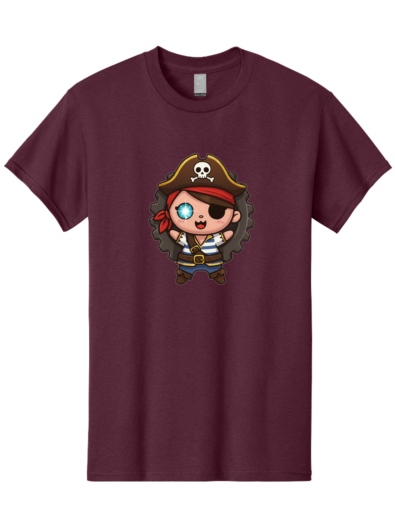 Pirate-Girl Men'S Graphic Tee, 100% Cotton, Comfortable Casual Summer Wear, Machine Washable, Cartoon Pirate Girl, Pirate Costume, Eye Patch, Pirate Hat, Skull And Crossbones, Treasure Hunt, Swashbuckling Adventure, Kawaii Pirate, Bad440