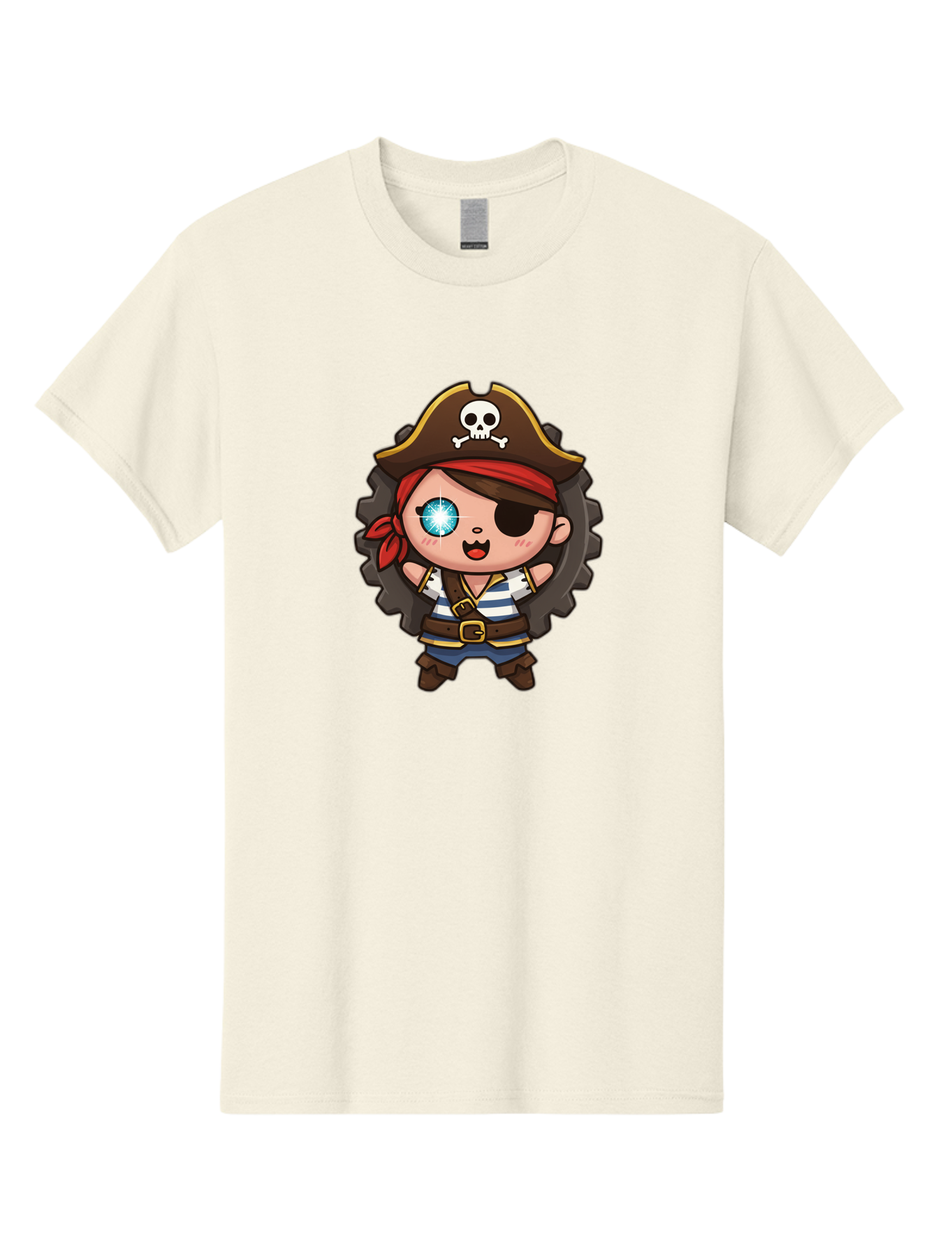 Pirate-Girl Men'S Graphic Tee, 100% Cotton, Comfortable Casual Summer Wear, Machine Washable, Cartoon Pirate Girl, Pirate Costume, Eye Patch, Pirate Hat, Skull And Crossbones, Treasure Hunt, Swashbuckling Adventure, Kawaii Pirate, Bad440