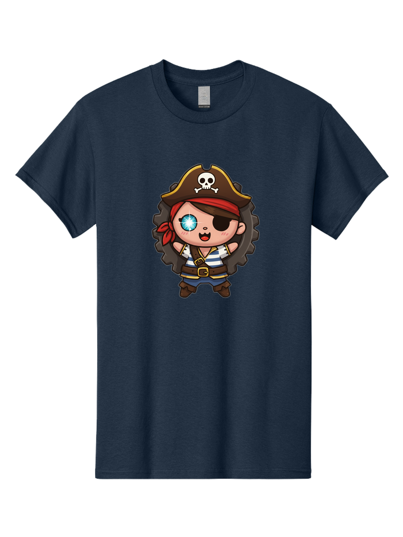 Pirate-Girl Men'S Graphic Tee, 100% Cotton, Comfortable Casual Summer Wear, Machine Washable, Cartoon Pirate Girl, Pirate Costume, Eye Patch, Pirate Hat, Skull And Crossbones, Treasure Hunt, Swashbuckling Adventure, Kawaii Pirate, Bad440