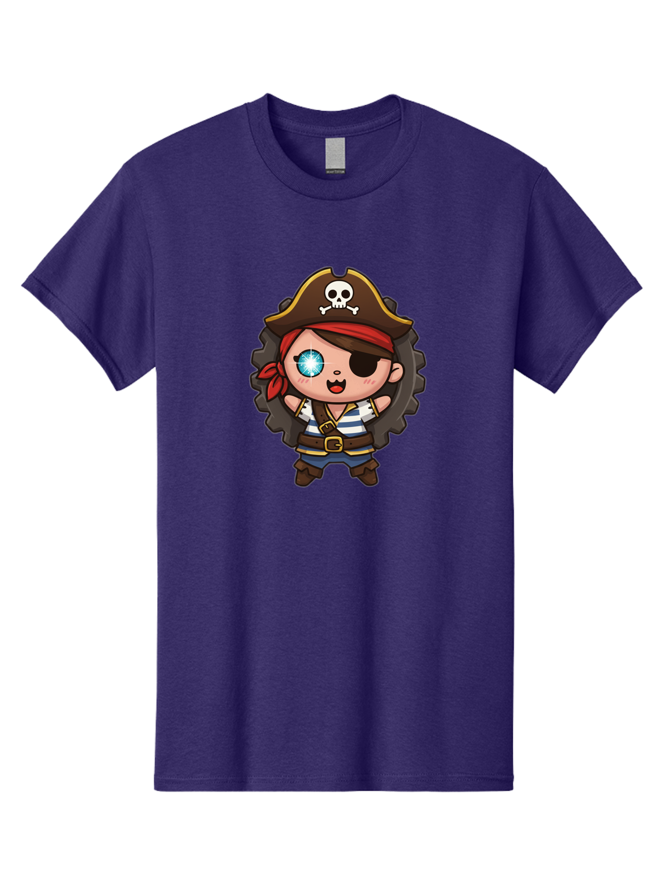 Pirate-Girl Men'S Graphic Tee, 100% Cotton, Comfortable Casual Summer Wear, Machine Washable, Cartoon Pirate Girl, Pirate Costume, Eye Patch, Pirate Hat, Skull And Crossbones, Treasure Hunt, Swashbuckling Adventure, Kawaii Pirate, Bad440