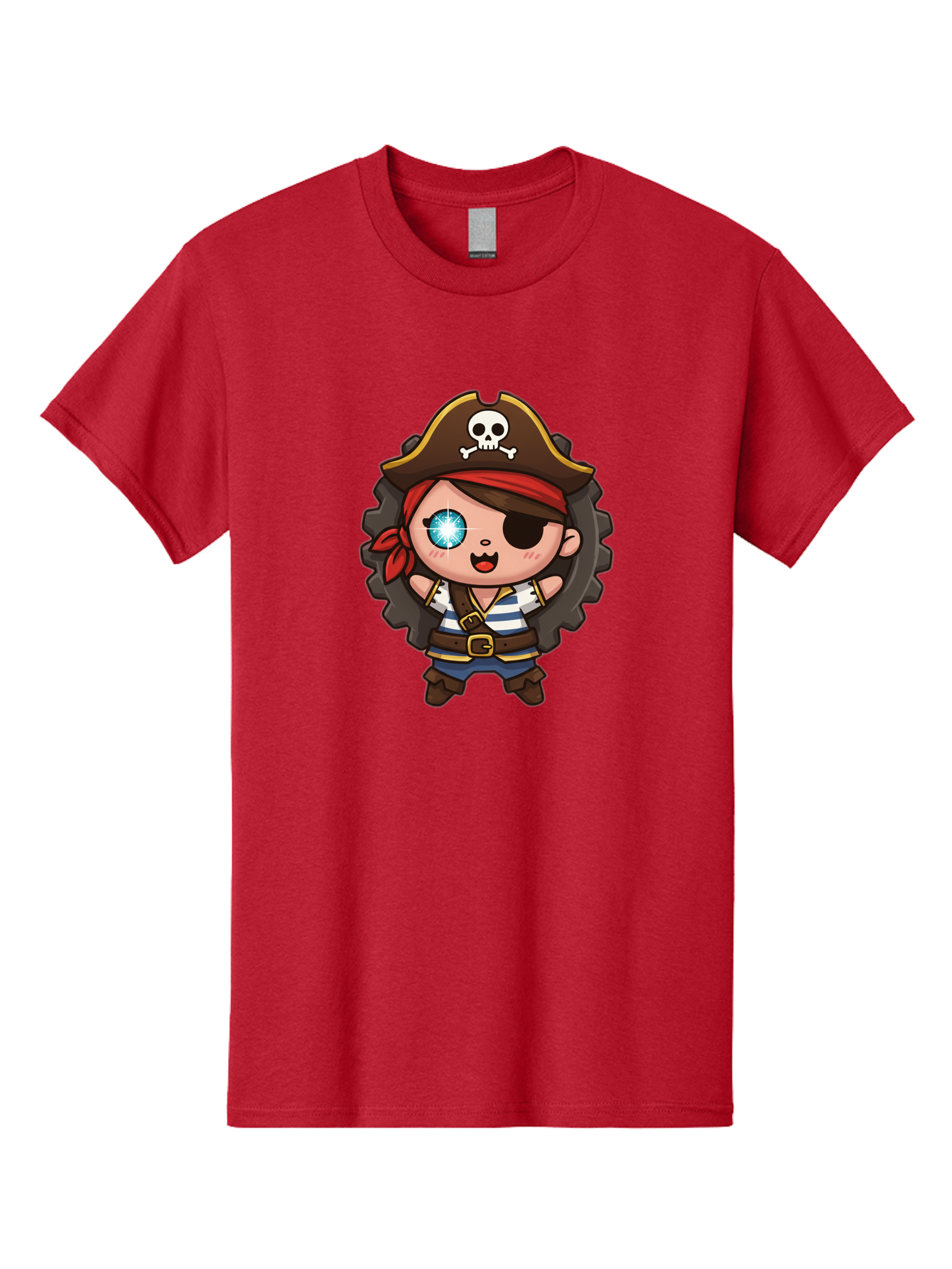 Pirate-Girl Men'S Graphic Tee, 100% Cotton, Comfortable Casual Summer Wear, Machine Washable, Cartoon Pirate Girl, Pirate Costume, Eye Patch, Pirate Hat, Skull And Crossbones, Treasure Hunt, Swashbuckling Adventure, Kawaii Pirate, Bad440