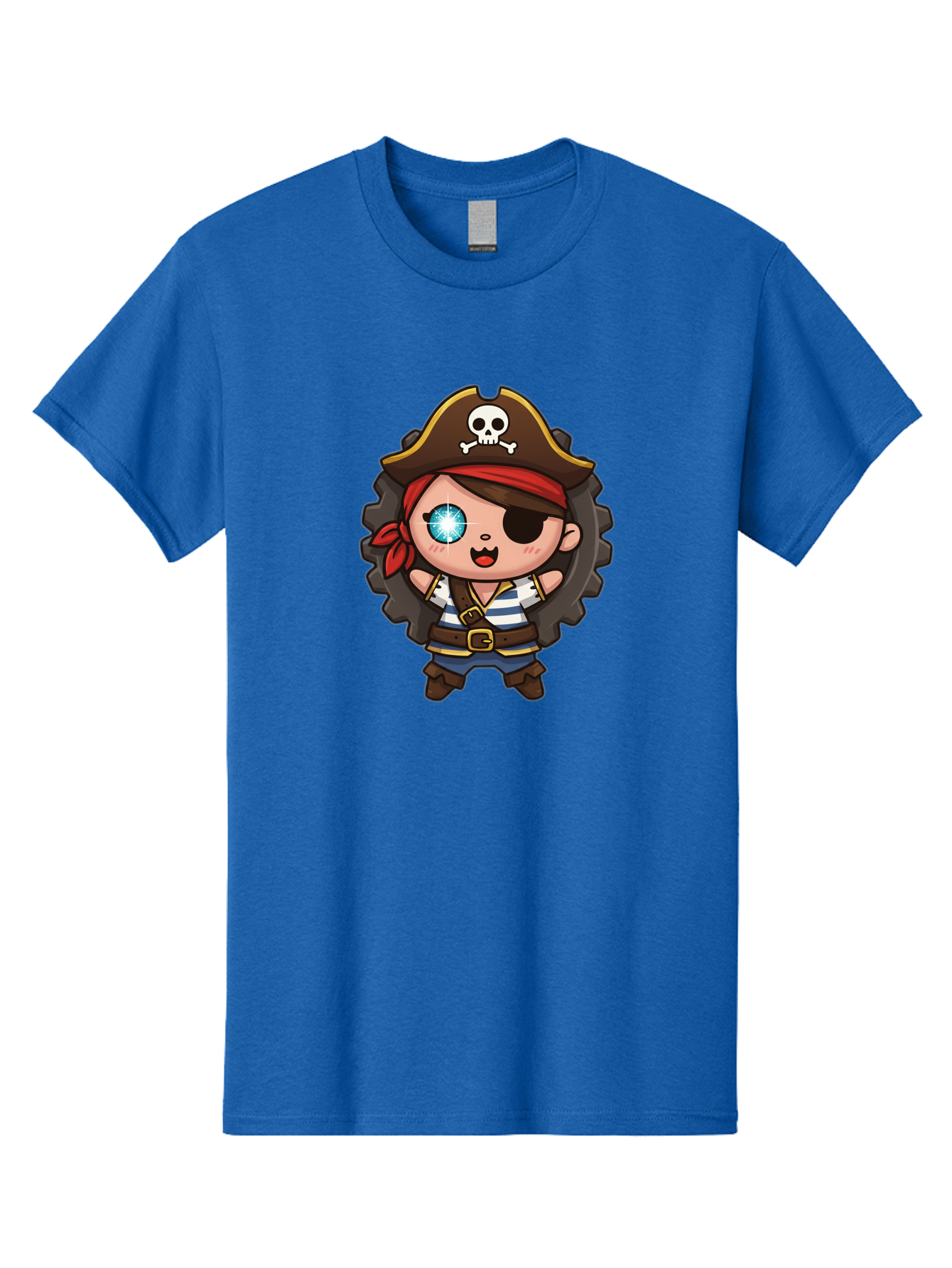 Pirate-Girl Men'S Graphic Tee, 100% Cotton, Comfortable Casual Summer Wear, Machine Washable, Cartoon Pirate Girl, Pirate Costume, Eye Patch, Pirate Hat, Skull And Crossbones, Treasure Hunt, Swashbuckling Adventure, Kawaii Pirate, Bad440