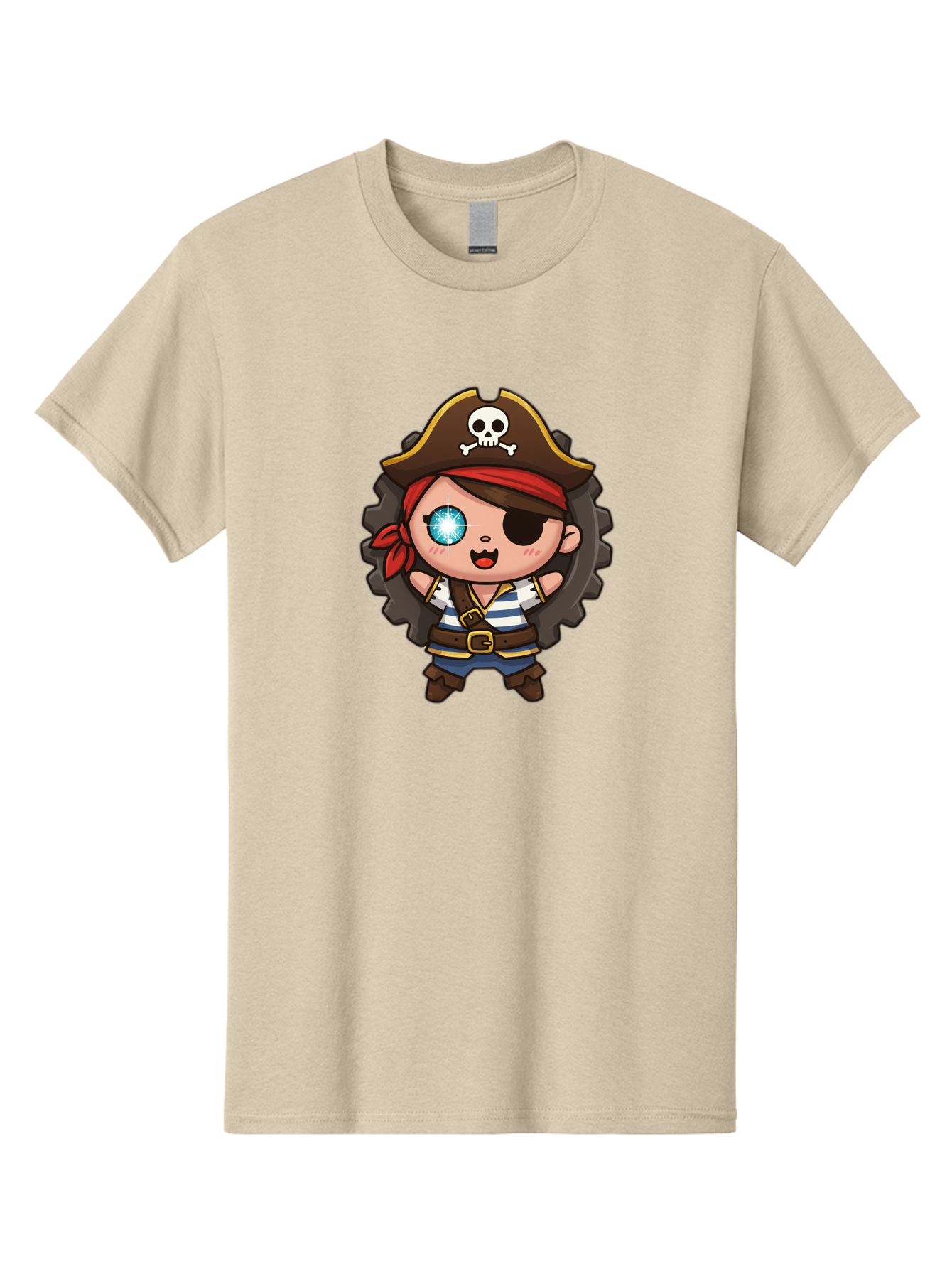 Pirate-Girl Men'S Graphic Tee, 100% Cotton, Comfortable Casual Summer Wear, Machine Washable, Cartoon Pirate Girl, Pirate Costume, Eye Patch, Pirate Hat, Skull And Crossbones, Treasure Hunt, Swashbuckling Adventure, Kawaii Pirate, Bad440