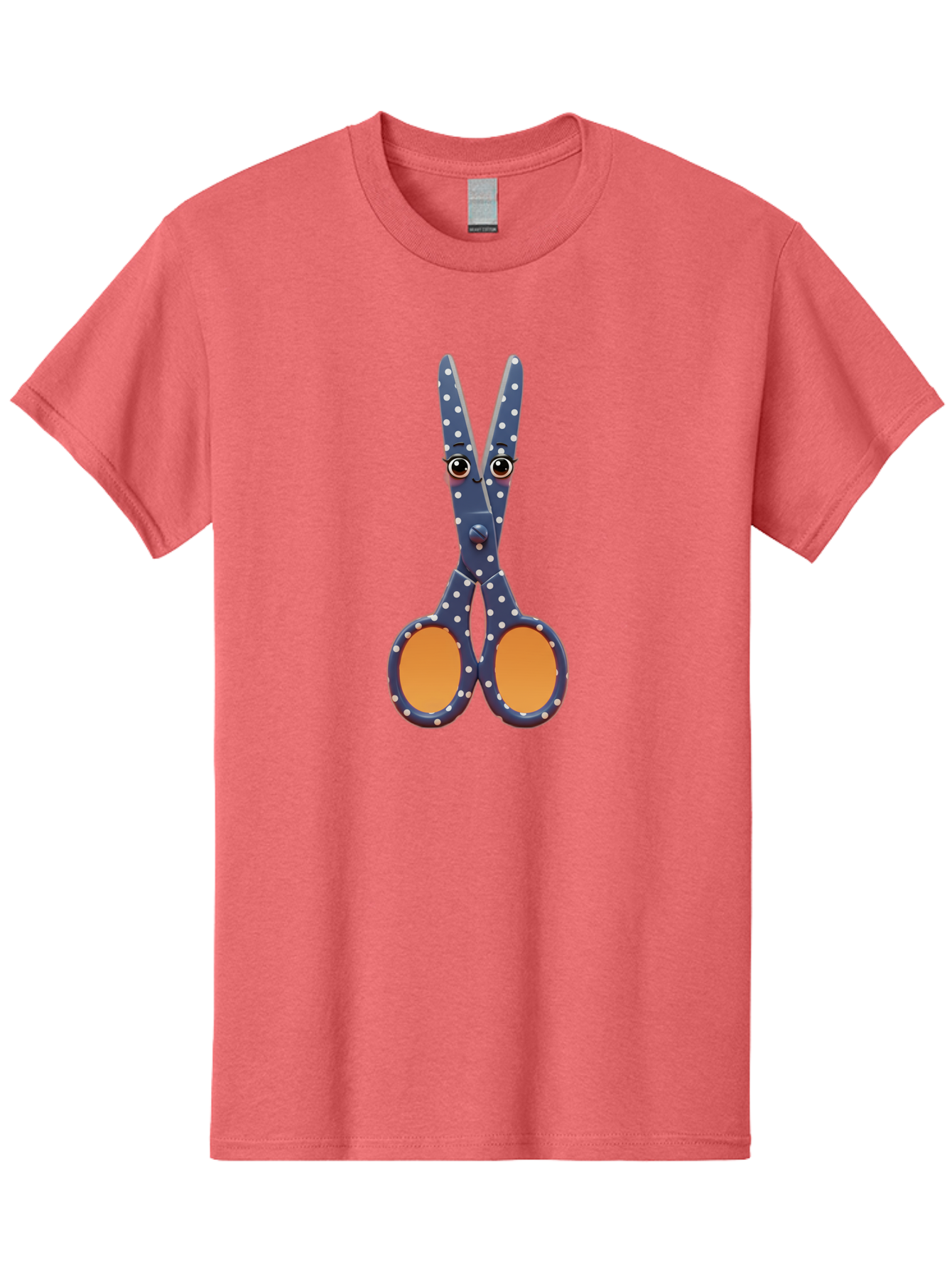 Polka-Dot-Scissors Men'S Graphic Tee, 100% Cotton, Comfortable Casual Summer Wear, Machine Washable, Scissors With Eyes, Cartoon Character, Craft Supplies, Office Tools, Playful Design, Creative Accessories, Fun Stationery, Quirky Objects, Bad449