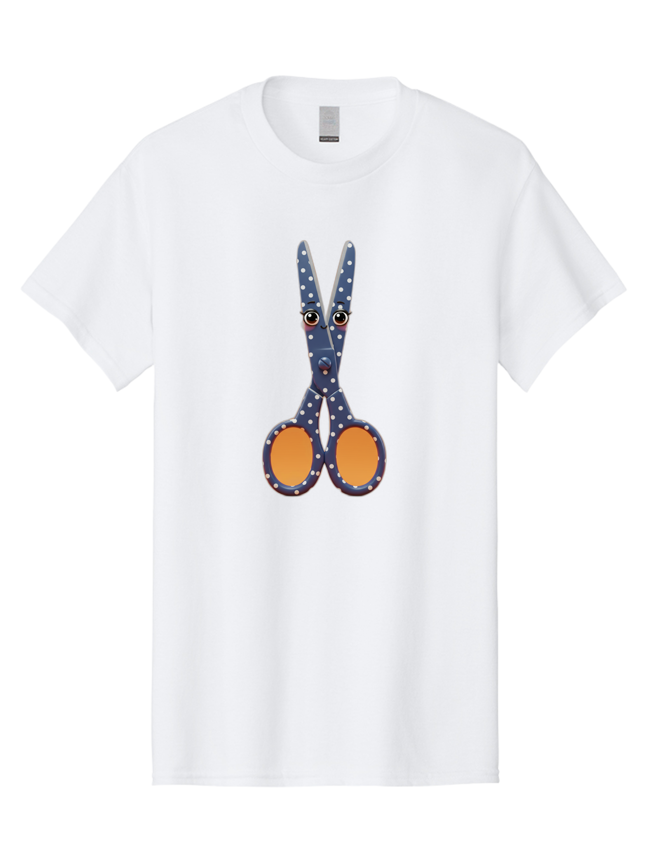 Polka-Dot-Scissors Men'S Graphic Tee, 100% Cotton, Comfortable Casual Summer Wear, Machine Washable, Scissors With Eyes, Cartoon Character, Craft Supplies, Office Tools, Playful Design, Creative Accessories, Fun Stationery, Quirky Objects, Bad449