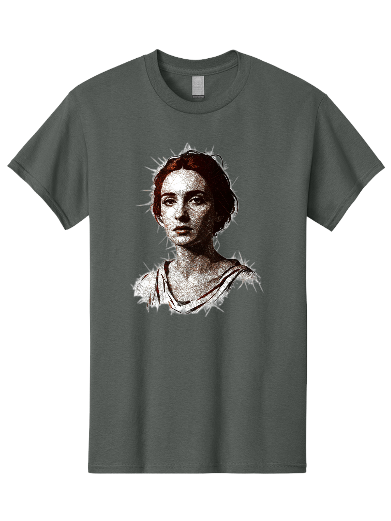 Portrait-Of-Sappho Men'S Graphic Tee, 100% Cotton, Comfortable Casual Summer Wear, Machine Washable, Portrait Of A Poet, Ancient Greek Literature, Female Author, Classical Art, Artistic Expression, Literary Figure, Historical Personality, Bad451