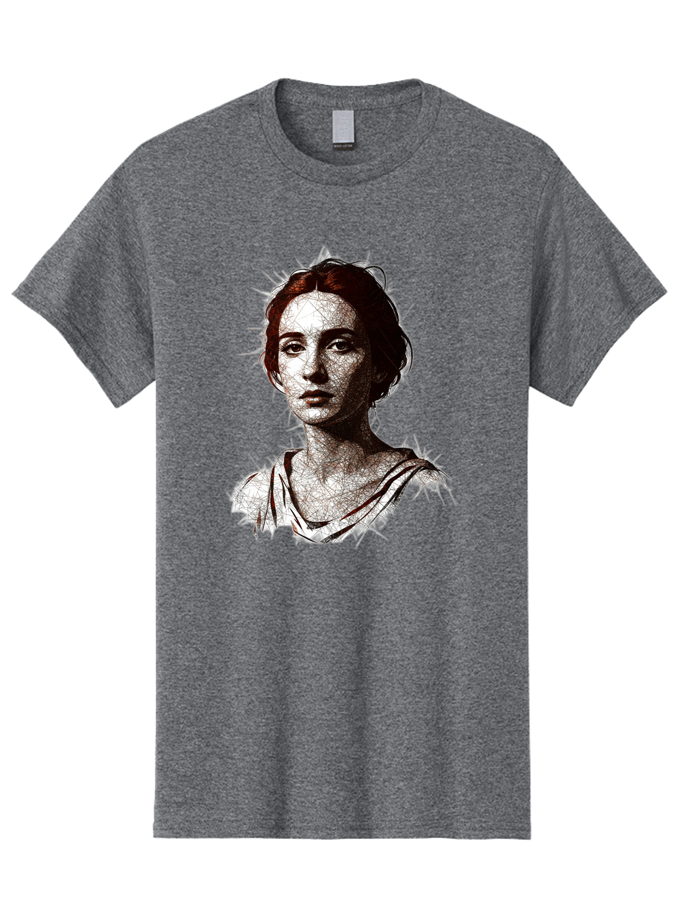 Portrait-Of-Sappho Men'S Graphic Tee, 100% Cotton, Comfortable Casual Summer Wear, Machine Washable, Portrait Of A Poet, Ancient Greek Literature, Female Author, Classical Art, Artistic Expression, Literary Figure, Historical Personality, Bad451