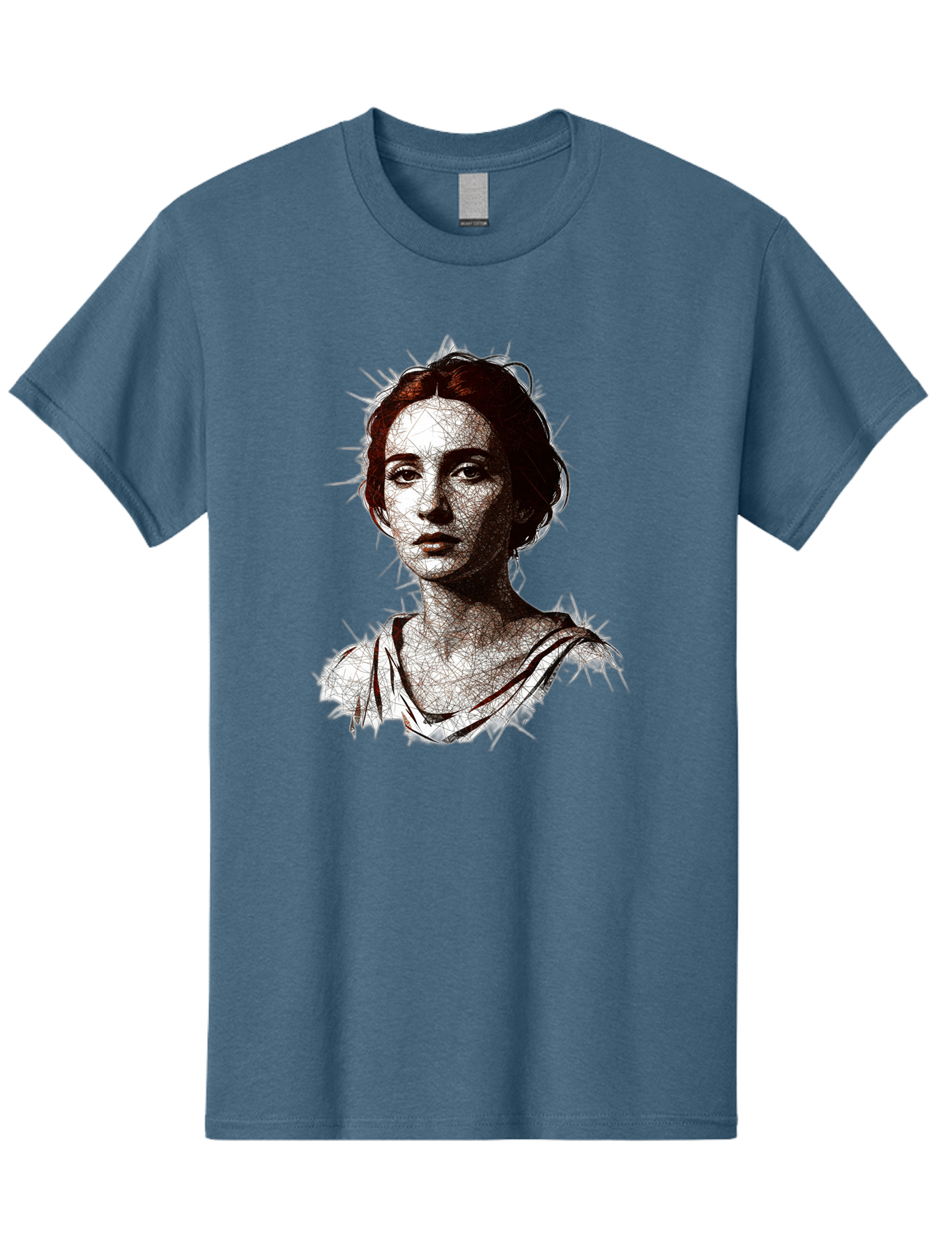 Portrait-Of-Sappho Men'S Graphic Tee, 100% Cotton, Comfortable Casual Summer Wear, Machine Washable, Portrait Of A Poet, Ancient Greek Literature, Female Author, Classical Art, Artistic Expression, Literary Figure, Historical Personality, Bad451