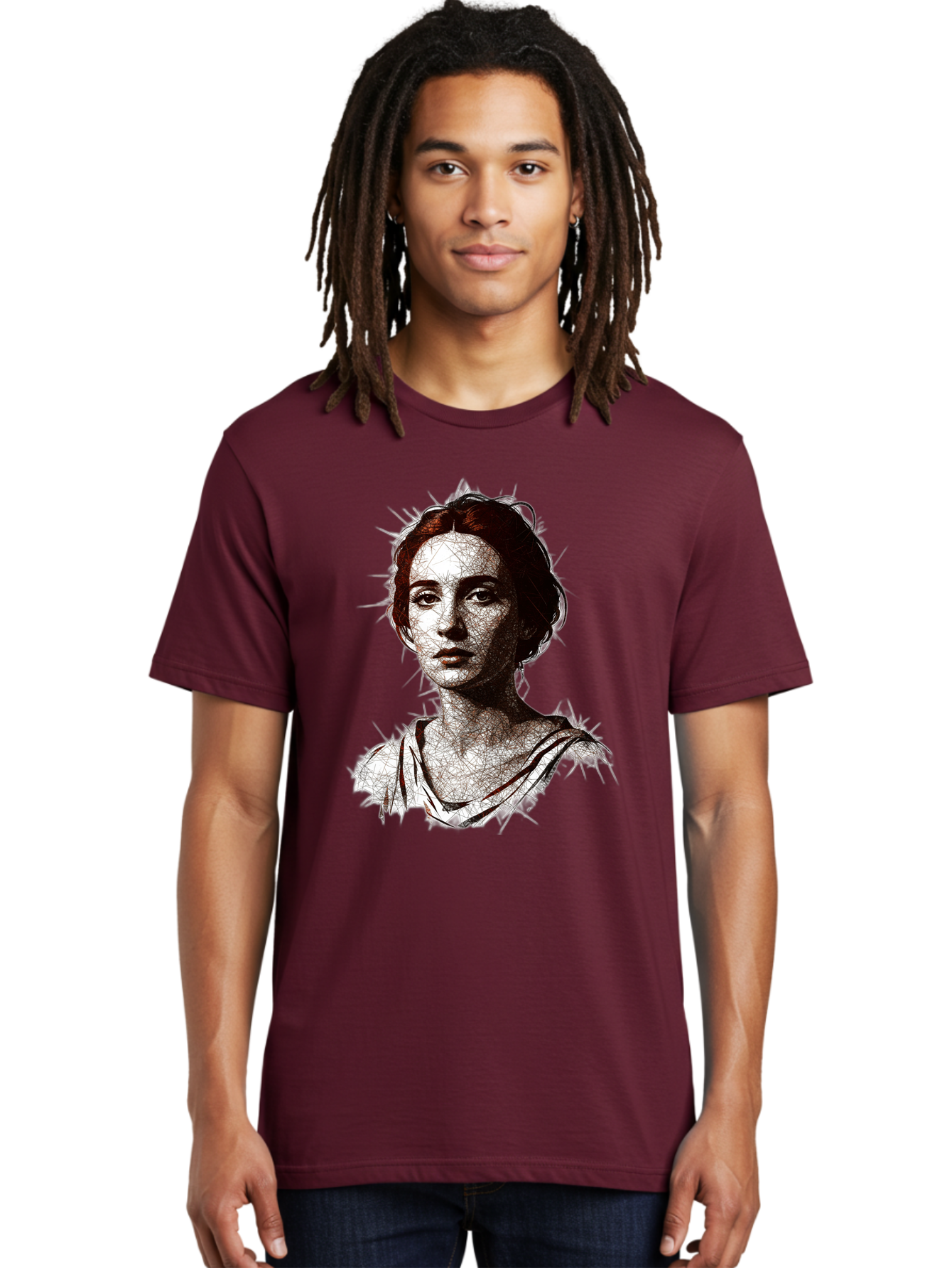 Portrait-Of-Sappho Men'S Graphic Tee, 100% Cotton, Comfortable Casual Summer Wear, Machine Washable, Portrait Of A Poet, Ancient Greek Literature, Female Author, Classical Art, Artistic Expression, Literary Figure, Historical Personality, Bad451