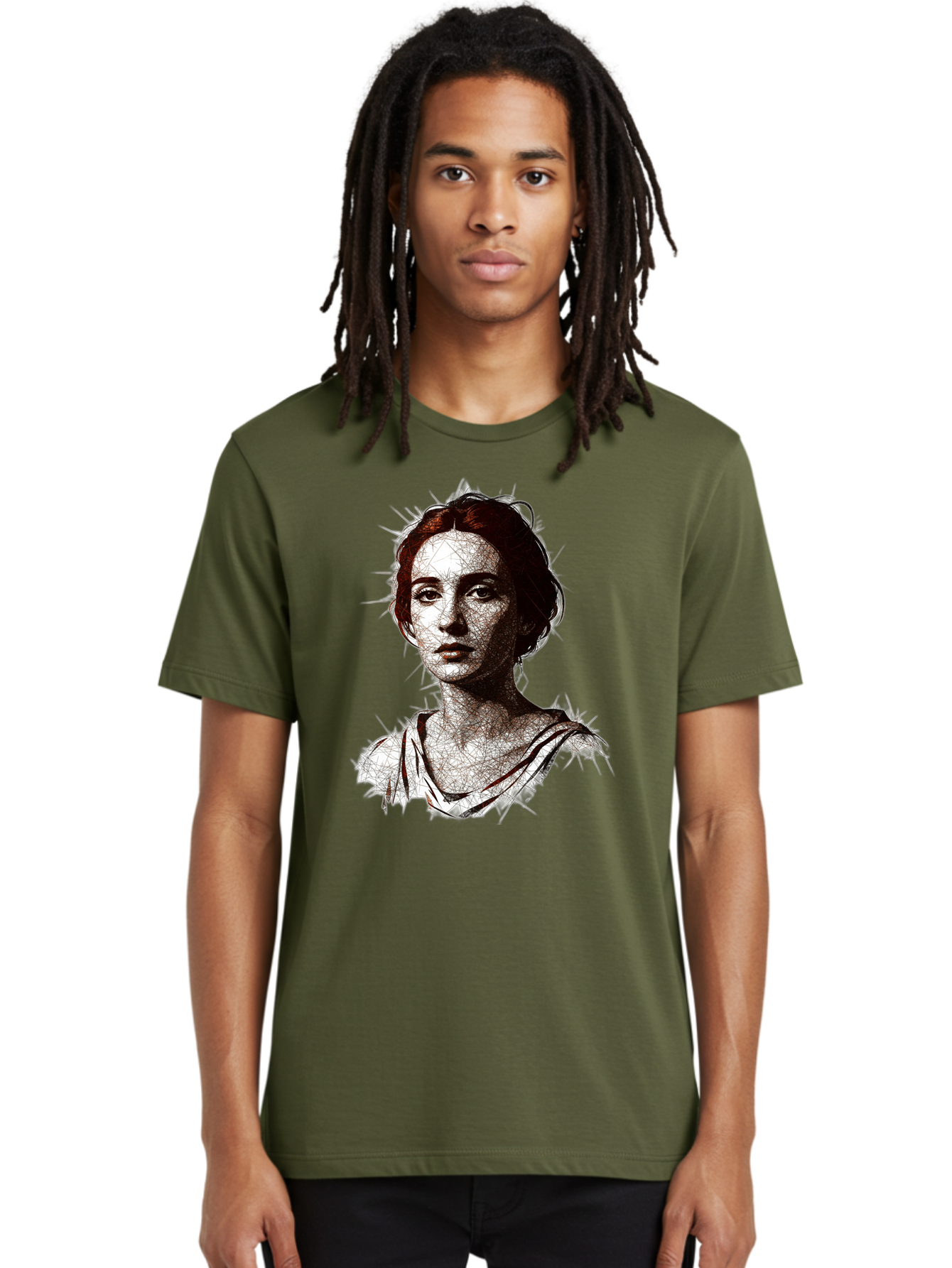 Portrait-Of-Sappho Men'S Graphic Tee, 100% Cotton, Comfortable Casual Summer Wear, Machine Washable, Portrait Of A Poet, Ancient Greek Literature, Female Author, Classical Art, Artistic Expression, Literary Figure, Historical Personality, Bad451
