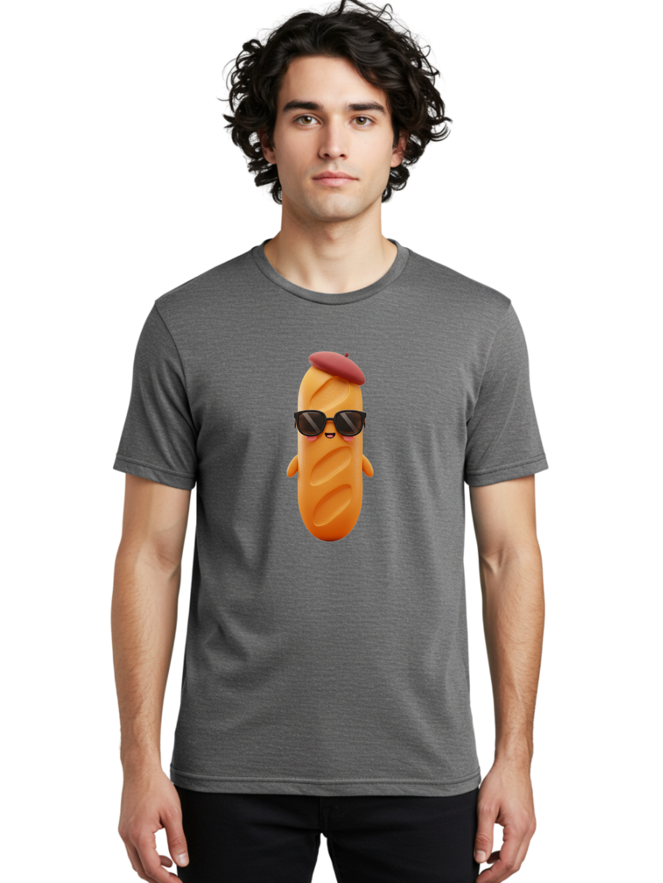 Potato-Character Men'S Graphic Tee, 100% Cotton, Comfortable Casual Summer Wear, Machine Washable, Sausage Character, Cartoon Sausage, 3D Sausage Illustration, Sausage Wearing Sunglasses, Beret On Sausage, Funny Food Character, Bad452
