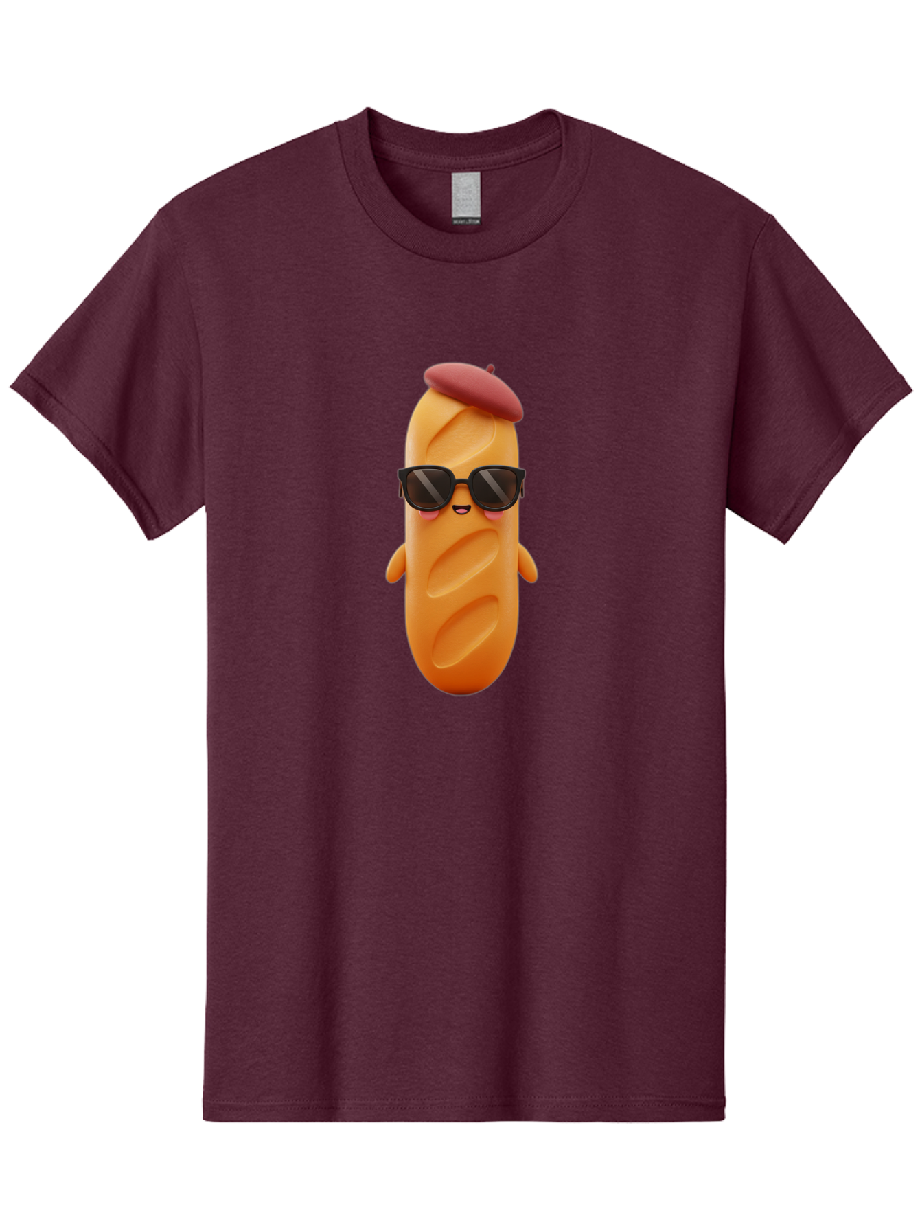Potato-Character Men'S Graphic Tee, 100% Cotton, Comfortable Casual Summer Wear, Machine Washable, Sausage Character, Cartoon Sausage, 3D Sausage Illustration, Sausage Wearing Sunglasses, Beret On Sausage, Funny Food Character, Bad452