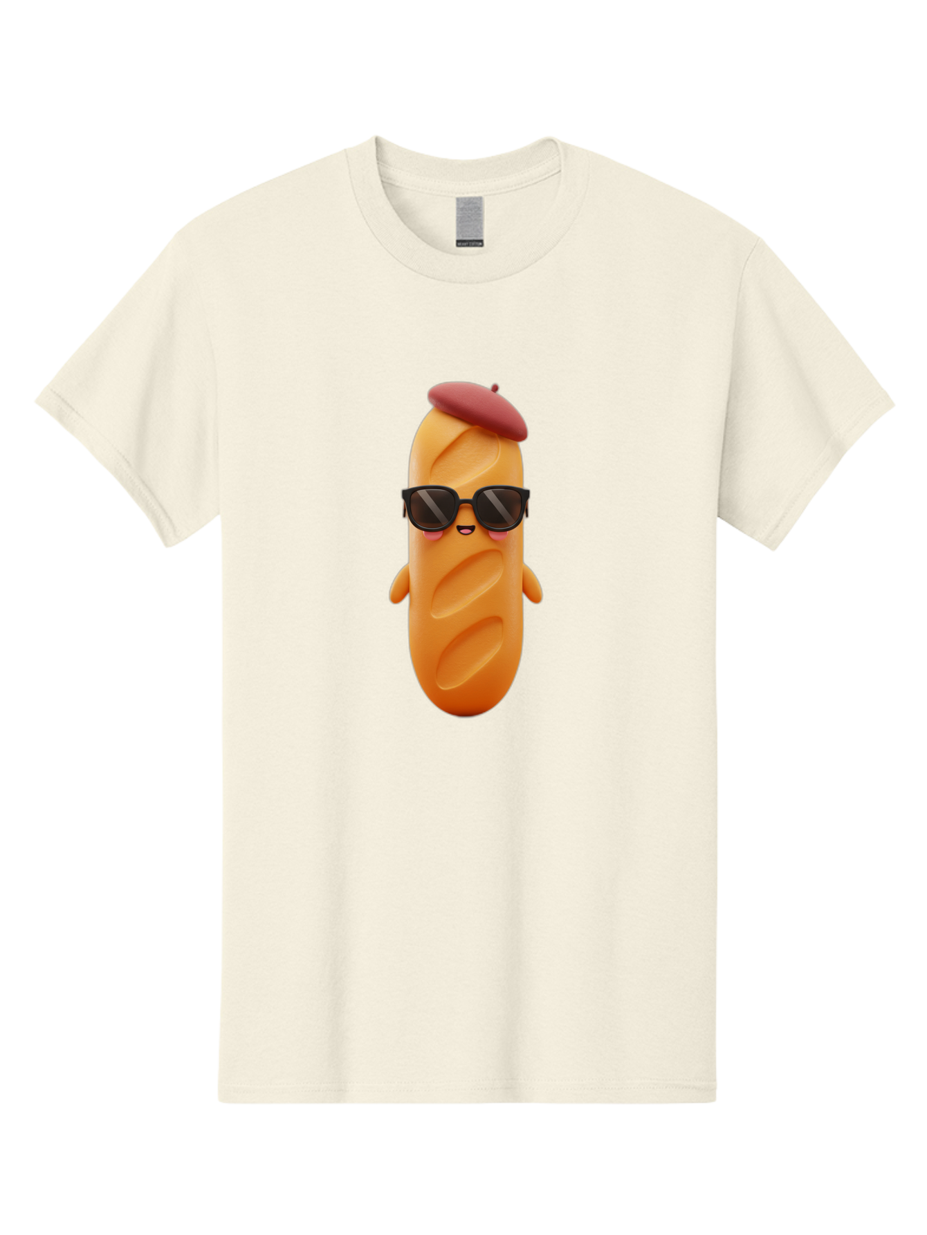 Potato-Character Men'S Graphic Tee, 100% Cotton, Comfortable Casual Summer Wear, Machine Washable, Sausage Character, Cartoon Sausage, 3D Sausage Illustration, Sausage Wearing Sunglasses, Beret On Sausage, Funny Food Character, Bad452
