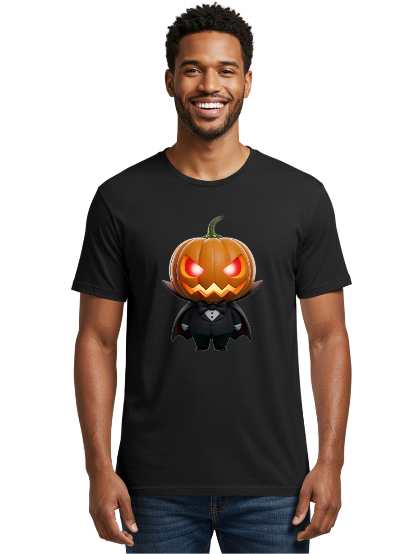 Pumpkinhead-Vampire Men'S Graphic Tee, 100% Cotton, Comfortable Casual Summer Wear, Machine Washable, Jack-O-Lantern, Vampire, Halloween, Pumpkin, Cartoon Character, Tuxedo, Horror Theme, Spooky, Funny, Costume Bad457