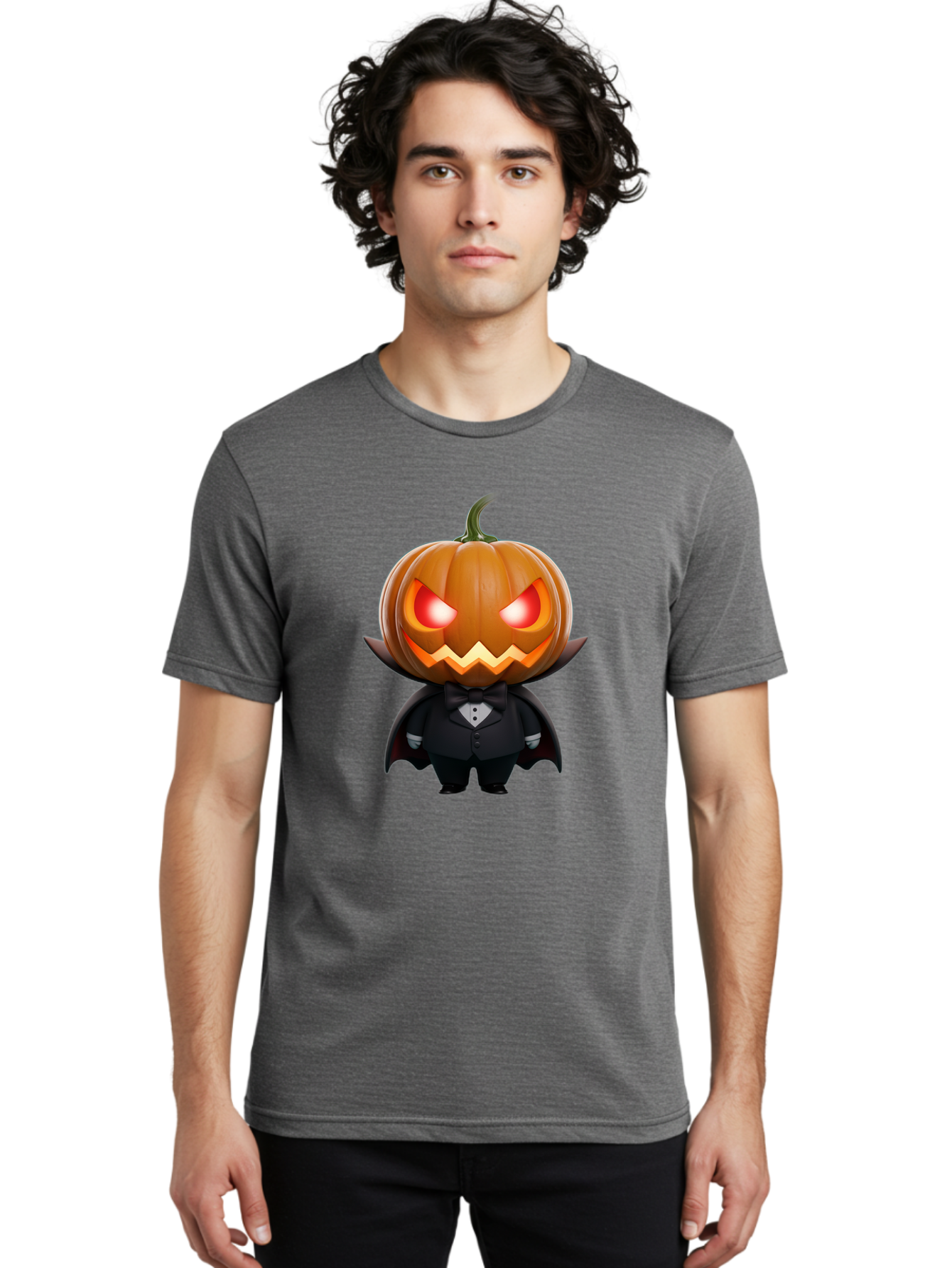 Pumpkinhead-Vampire Men'S Graphic Tee, 100% Cotton, Comfortable Casual Summer Wear, Machine Washable, Jack-O-Lantern, Vampire, Halloween, Pumpkin, Cartoon Character, Tuxedo, Horror Theme, Spooky, Funny, Costume Bad457