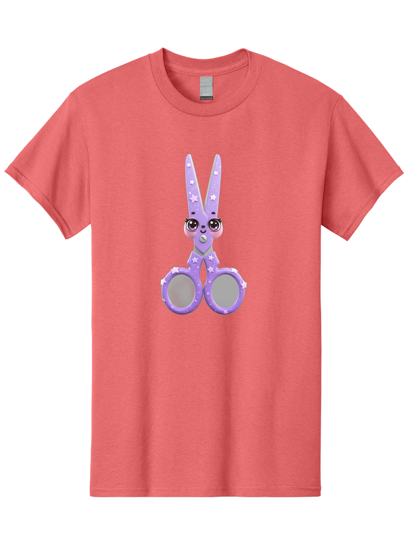 Purple-Bunny-Scissors Men'S Graphic Tee, 100% Cotton, Comfortable Casual Summer Wear, Machine Washable, Cute Cartoon Bunny, Purple Scissors, Star Pattern, Children'S Craft Tool, Art Supplies, Nursery Decor, Fun Design, Bad462