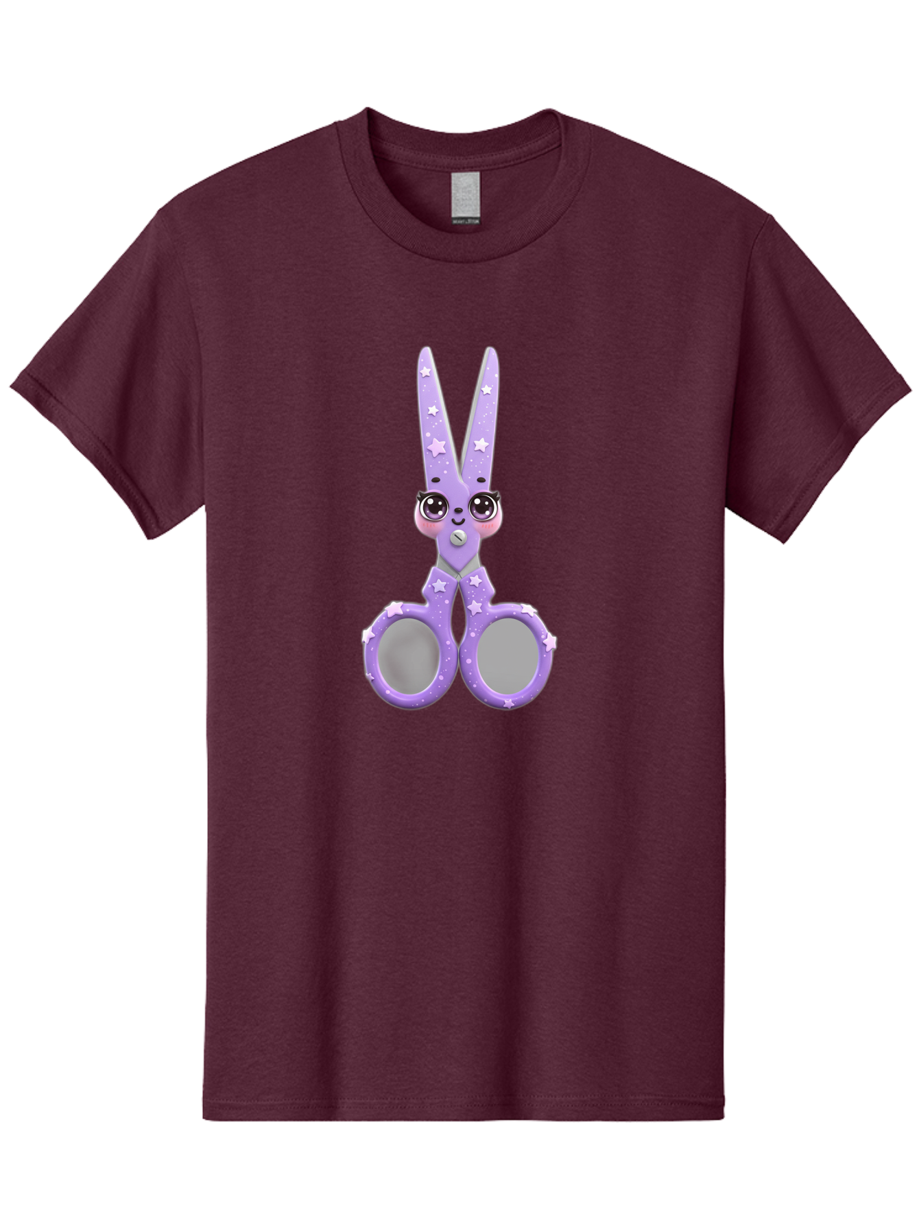 Purple-Bunny-Scissors Men'S Graphic Tee, 100% Cotton, Comfortable Casual Summer Wear, Machine Washable, Cute Cartoon Bunny, Purple Scissors, Star Pattern, Children'S Craft Tool, Art Supplies, Nursery Decor, Fun Design, Bad462