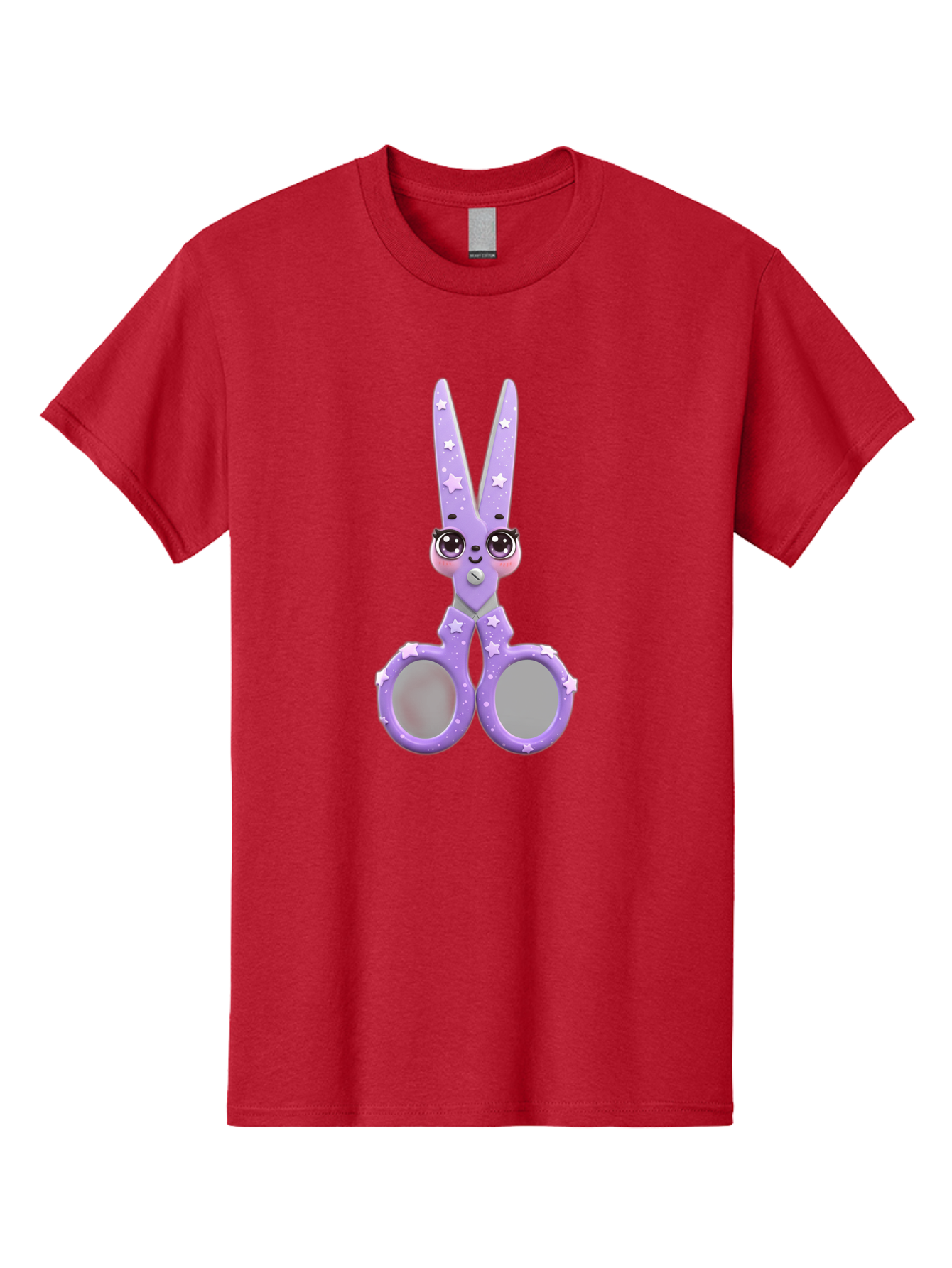 Purple-Bunny-Scissors Men'S Graphic Tee, 100% Cotton, Comfortable Casual Summer Wear, Machine Washable, Cute Cartoon Bunny, Purple Scissors, Star Pattern, Children'S Craft Tool, Art Supplies, Nursery Decor, Fun Design, Bad462
