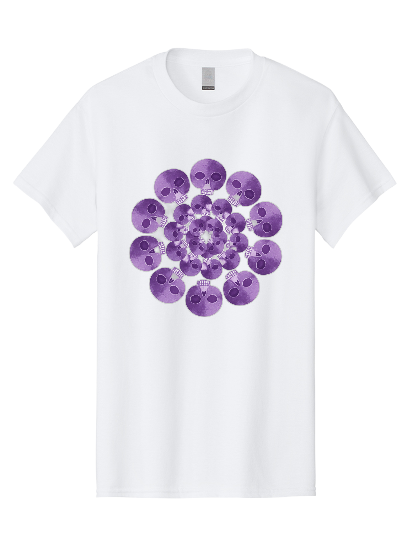 Purple-Skulls Men'S Graphic Tee, 100% Cotton, Comfortable Casual Summer Wear, Machine Washable, Cluster Of Purple Skulls, Skull Illustration, Gothic Art, Skull Design, Purple And White Colors, Skull Pattern, Dark Aesthetic, Grunge Style Bad466