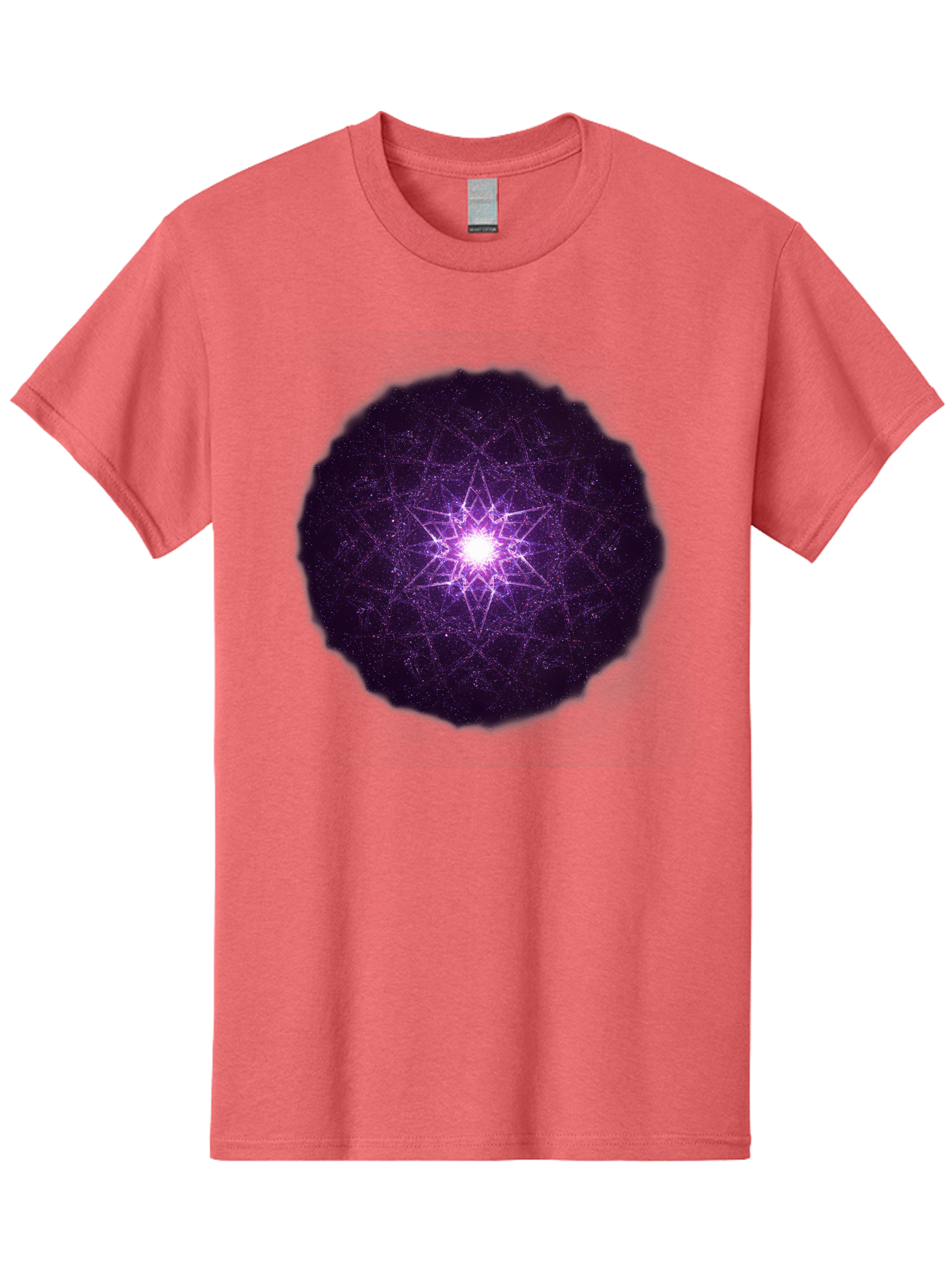 Purple-Star Men'S Graphic Tee, 100% Cotton, Comfortable Casual Summer Wear, Machine Washable, Sacred Geometry, Purple Star, Mystical Symbol, Spiritual Pattern, Geometric Shape, Celestial Body, Starburst, Mandala, Abstract Art, Cosmic Energy Bad467
