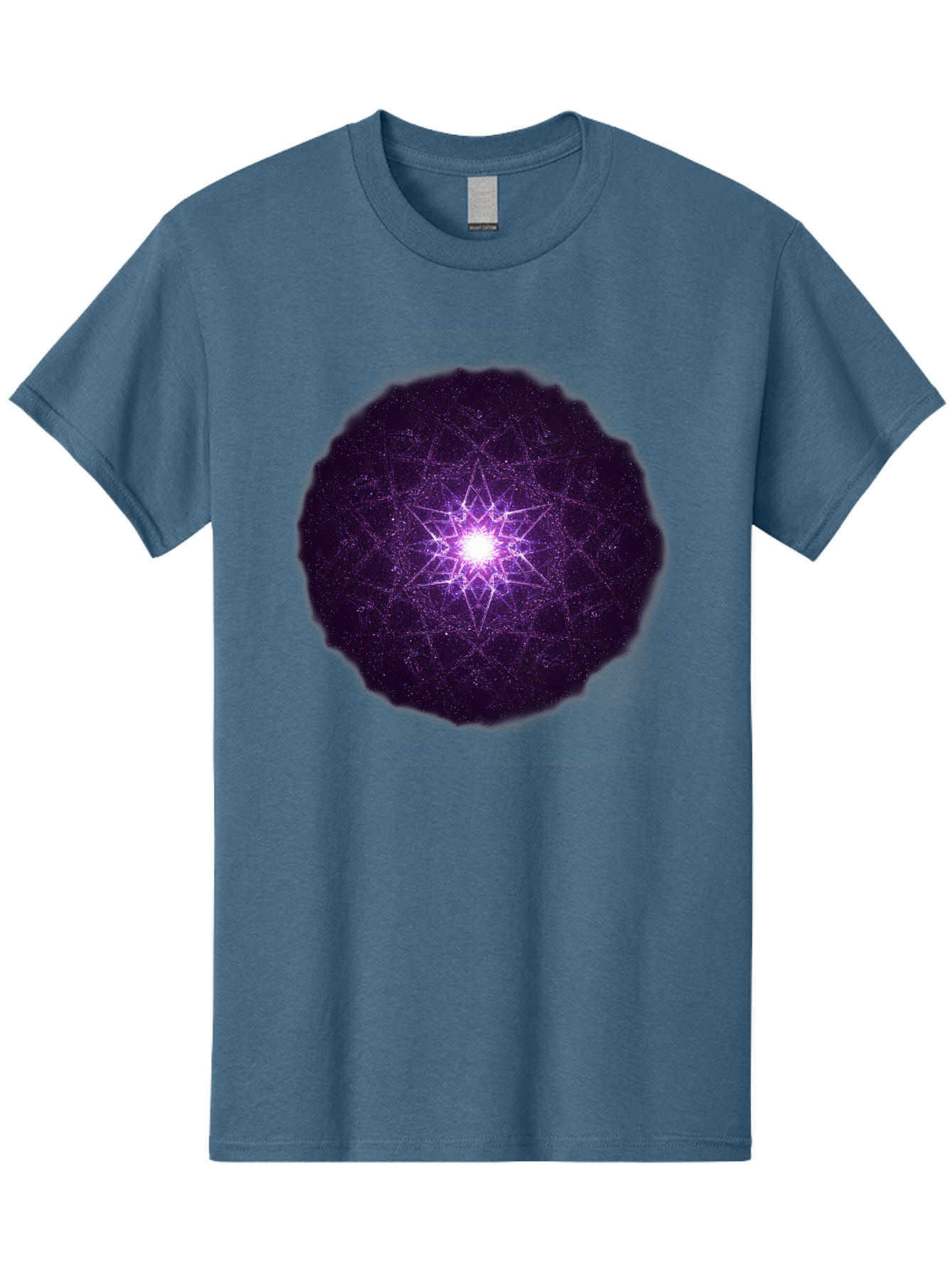 Purple-Star Men'S Graphic Tee, 100% Cotton, Comfortable Casual Summer Wear, Machine Washable, Sacred Geometry, Purple Star, Mystical Symbol, Spiritual Pattern, Geometric Shape, Celestial Body, Starburst, Mandala, Abstract Art, Cosmic Energy Bad467