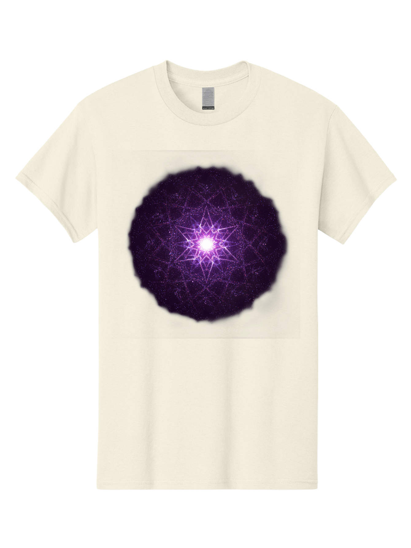 Purple-Star Men'S Graphic Tee, 100% Cotton, Comfortable Casual Summer Wear, Machine Washable, Sacred Geometry, Purple Star, Mystical Symbol, Spiritual Pattern, Geometric Shape, Celestial Body, Starburst, Mandala, Abstract Art, Cosmic Energy Bad467