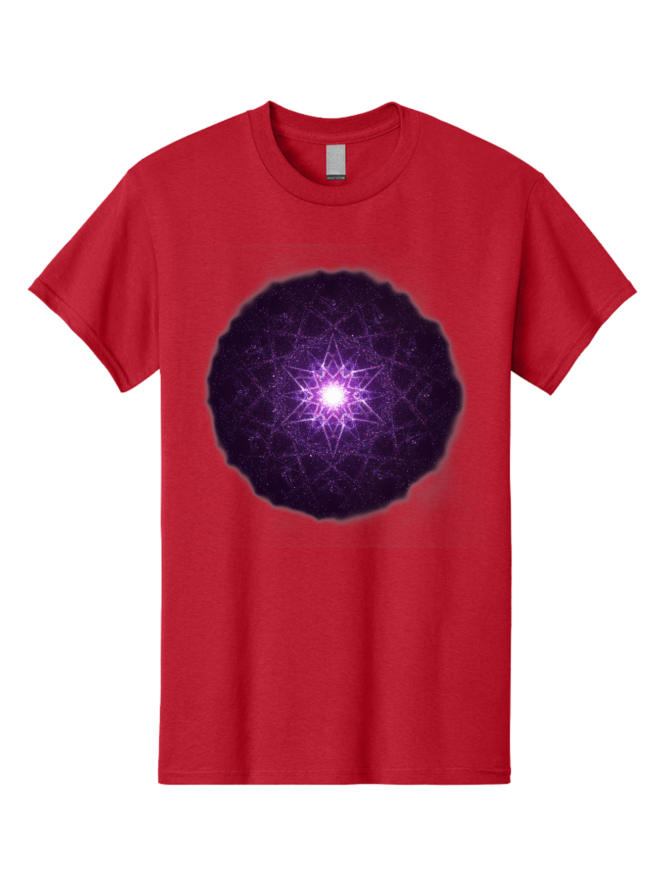 Purple-Star Men'S Graphic Tee, 100% Cotton, Comfortable Casual Summer Wear, Machine Washable, Sacred Geometry, Purple Star, Mystical Symbol, Spiritual Pattern, Geometric Shape, Celestial Body, Starburst, Mandala, Abstract Art, Cosmic Energy Bad467