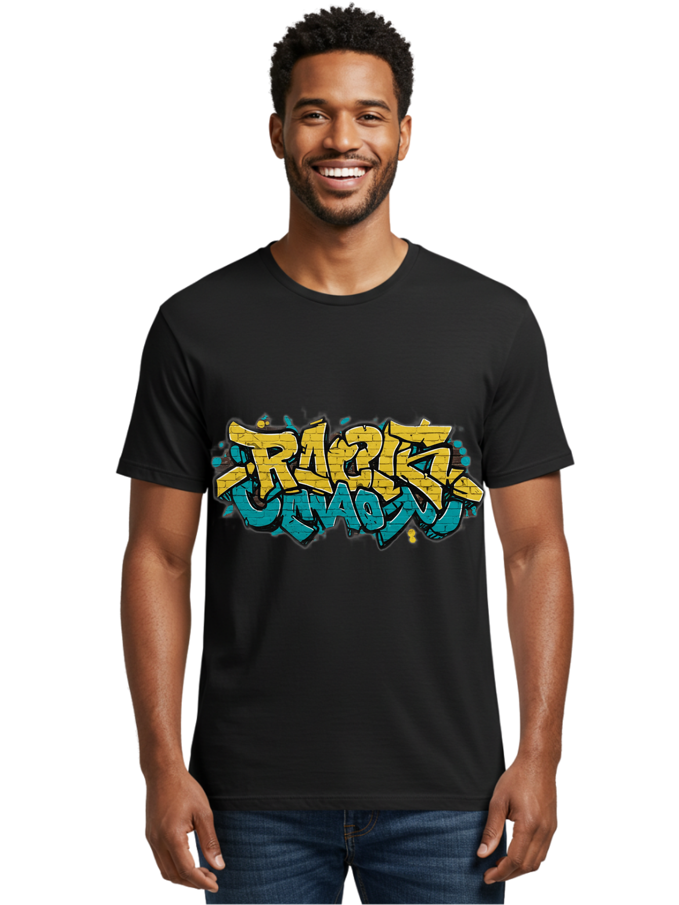 Raptz-Clan Men'S Graphic Tee, 100% Cotton, Comfortable Casual Summer Wear, Machine Washable, Street Art, Graffiti Style, Bold Typography, Vibrant Colors, Razk Unadon, Urban Art, Stylized Font, Cool Graphics, Artistic Expression Bad471