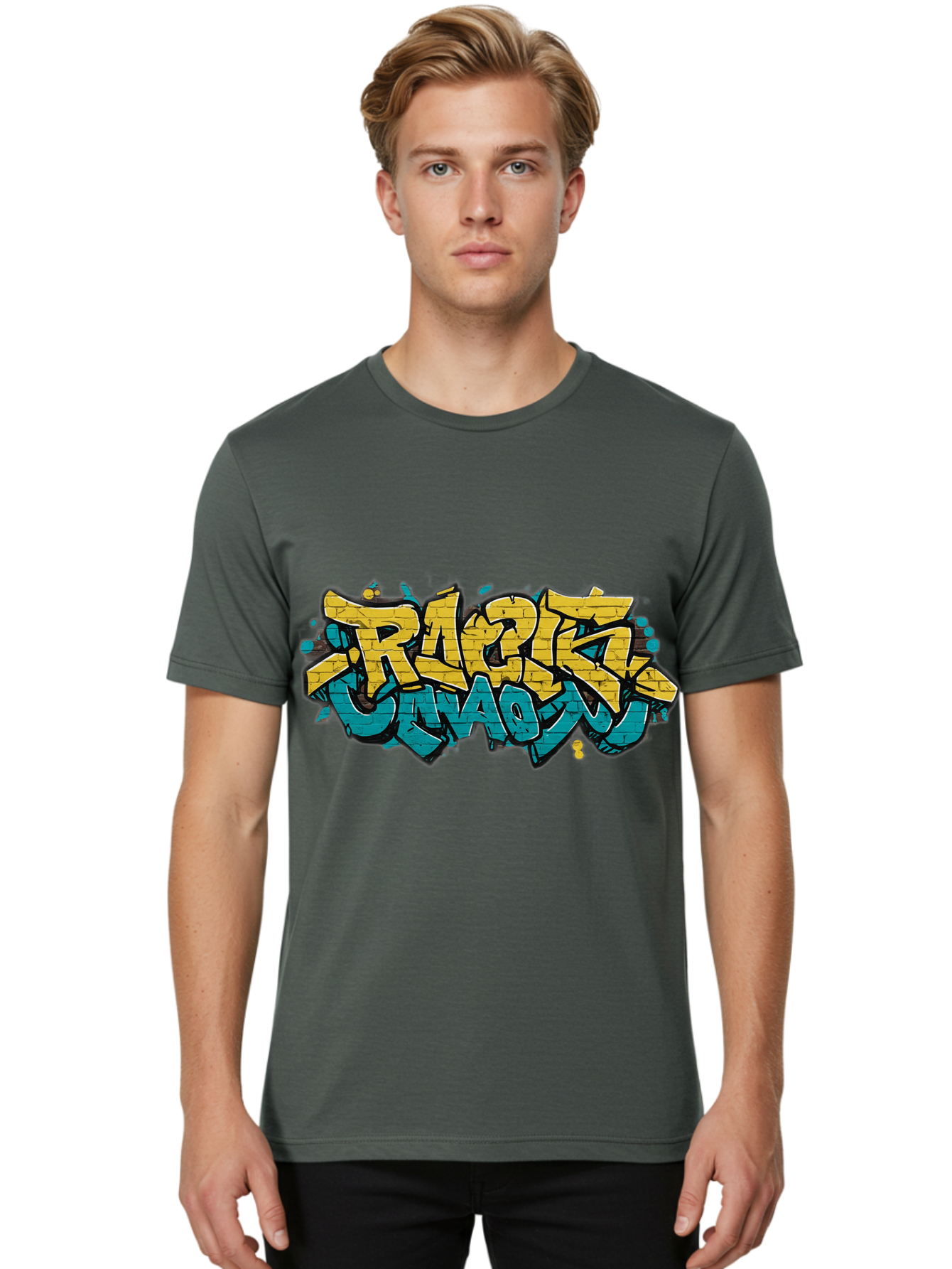 Raptz-Clan Men'S Graphic Tee, 100% Cotton, Comfortable Casual Summer Wear, Machine Washable, Street Art, Graffiti Style, Bold Typography, Vibrant Colors, Razk Unadon, Urban Art, Stylized Font, Cool Graphics, Artistic Expression Bad471