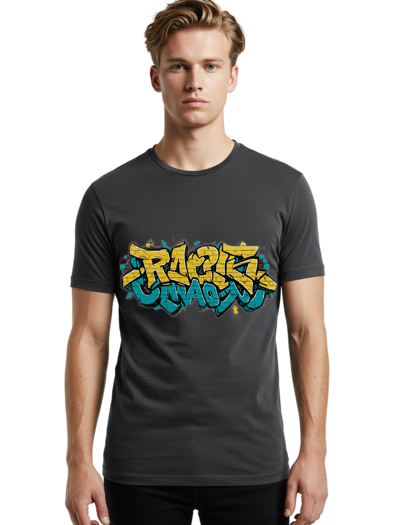 Raptz-Clan Men'S Graphic Tee, 100% Cotton, Comfortable Casual Summer Wear, Machine Washable, Street Art, Graffiti Style, Bold Typography, Vibrant Colors, Razk Unadon, Urban Art, Stylized Font, Cool Graphics, Artistic Expression Bad471