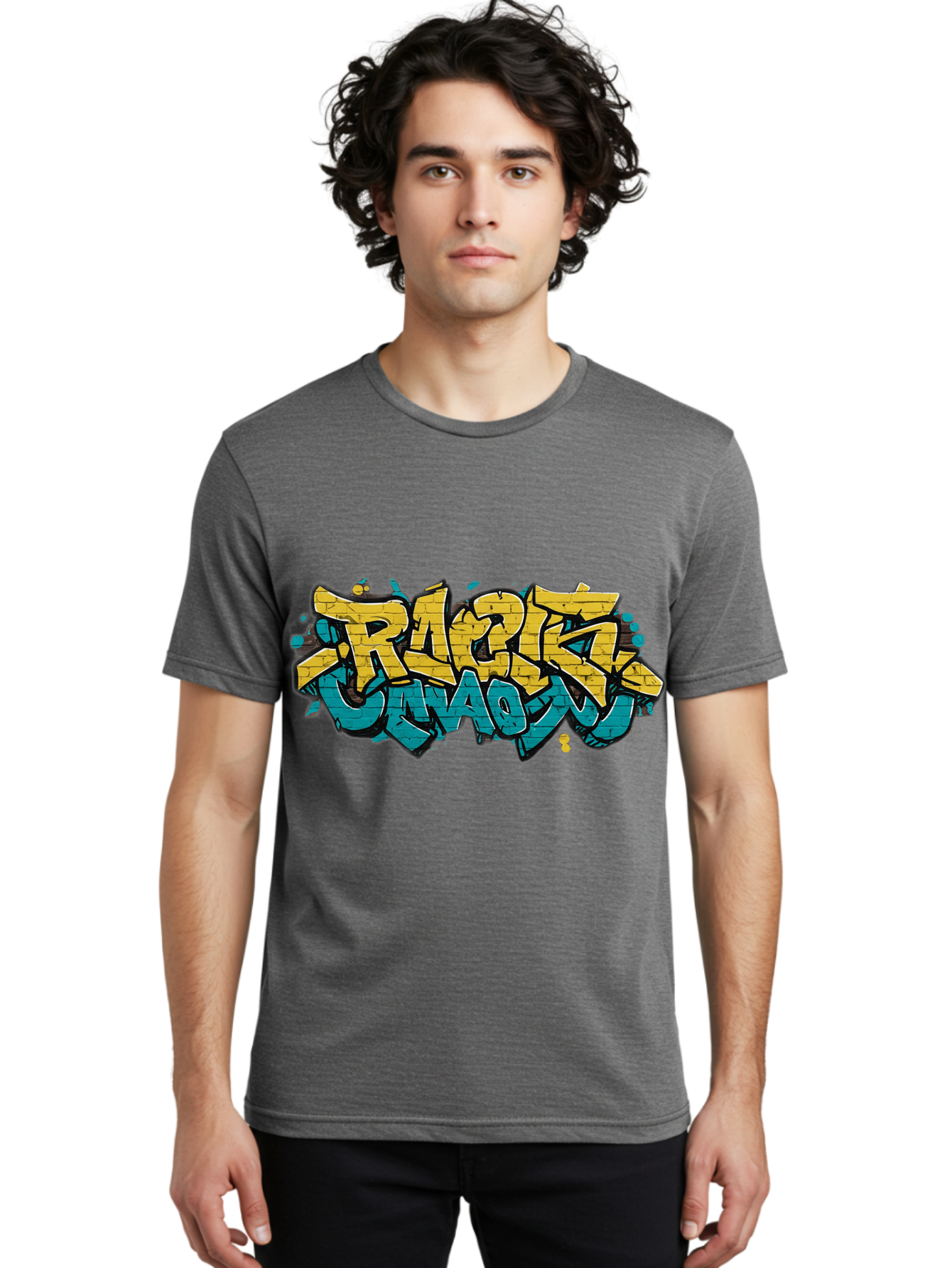 Raptz-Clan Men'S Graphic Tee, 100% Cotton, Comfortable Casual Summer Wear, Machine Washable, Street Art, Graffiti Style, Bold Typography, Vibrant Colors, Razk Unadon, Urban Art, Stylized Font, Cool Graphics, Artistic Expression Bad471