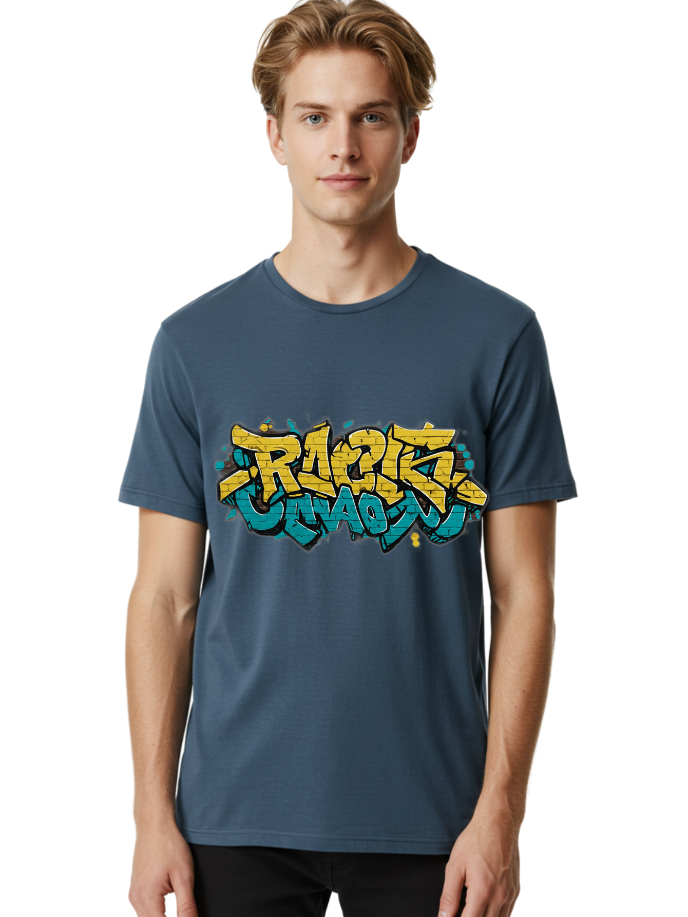 Raptz-Clan Men'S Graphic Tee, 100% Cotton, Comfortable Casual Summer Wear, Machine Washable, Street Art, Graffiti Style, Bold Typography, Vibrant Colors, Razk Unadon, Urban Art, Stylized Font, Cool Graphics, Artistic Expression Bad471