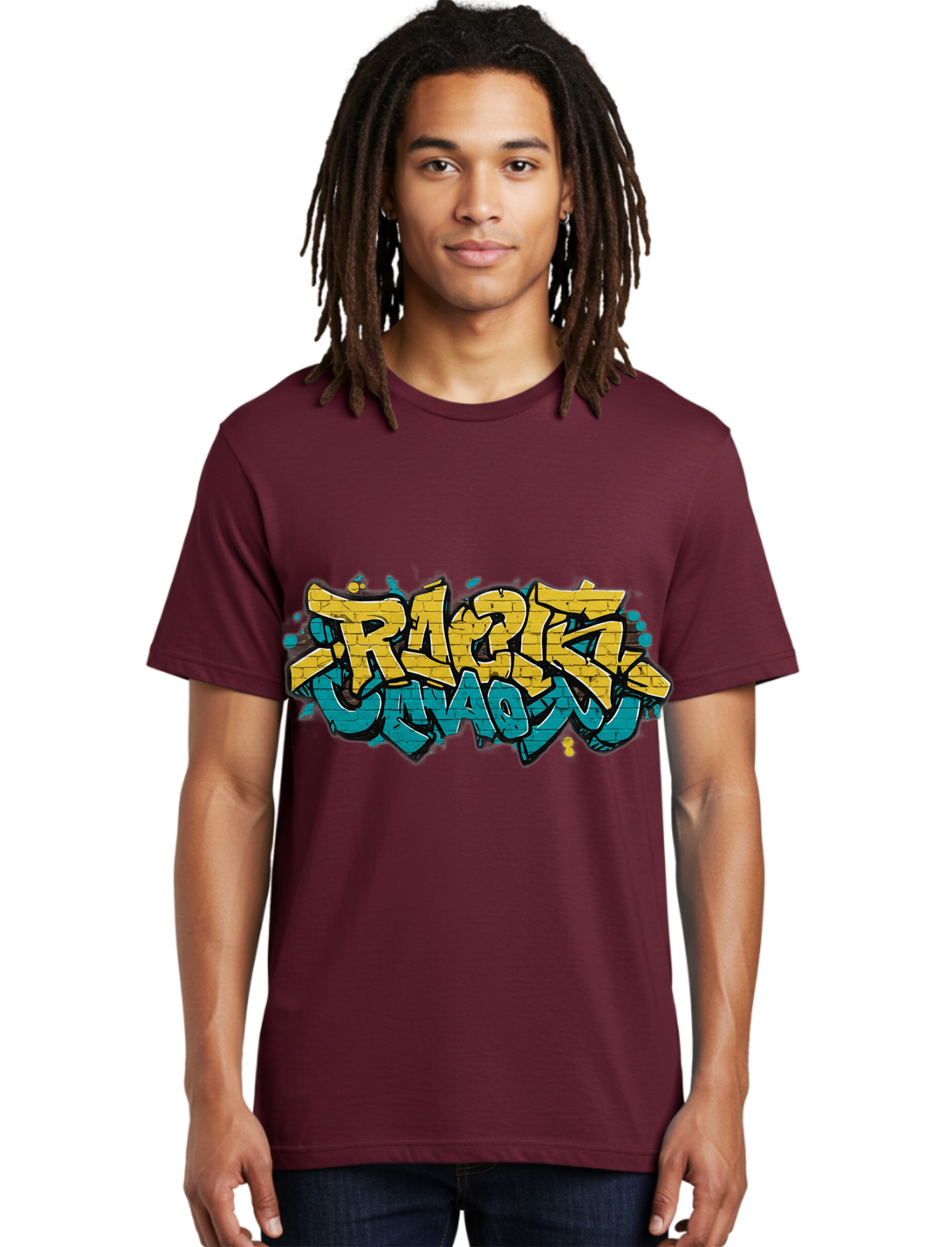 Raptz-Clan Men'S Graphic Tee, 100% Cotton, Comfortable Casual Summer Wear, Machine Washable, Street Art, Graffiti Style, Bold Typography, Vibrant Colors, Razk Unadon, Urban Art, Stylized Font, Cool Graphics, Artistic Expression Bad471