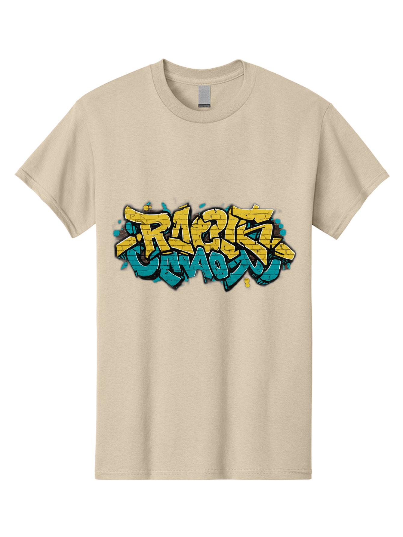 Raptz-Clan Men'S Graphic Tee, 100% Cotton, Comfortable Casual Summer Wear, Machine Washable, Street Art, Graffiti Style, Bold Typography, Vibrant Colors, Razk Unadon, Urban Art, Stylized Font, Cool Graphics, Artistic Expression Bad471