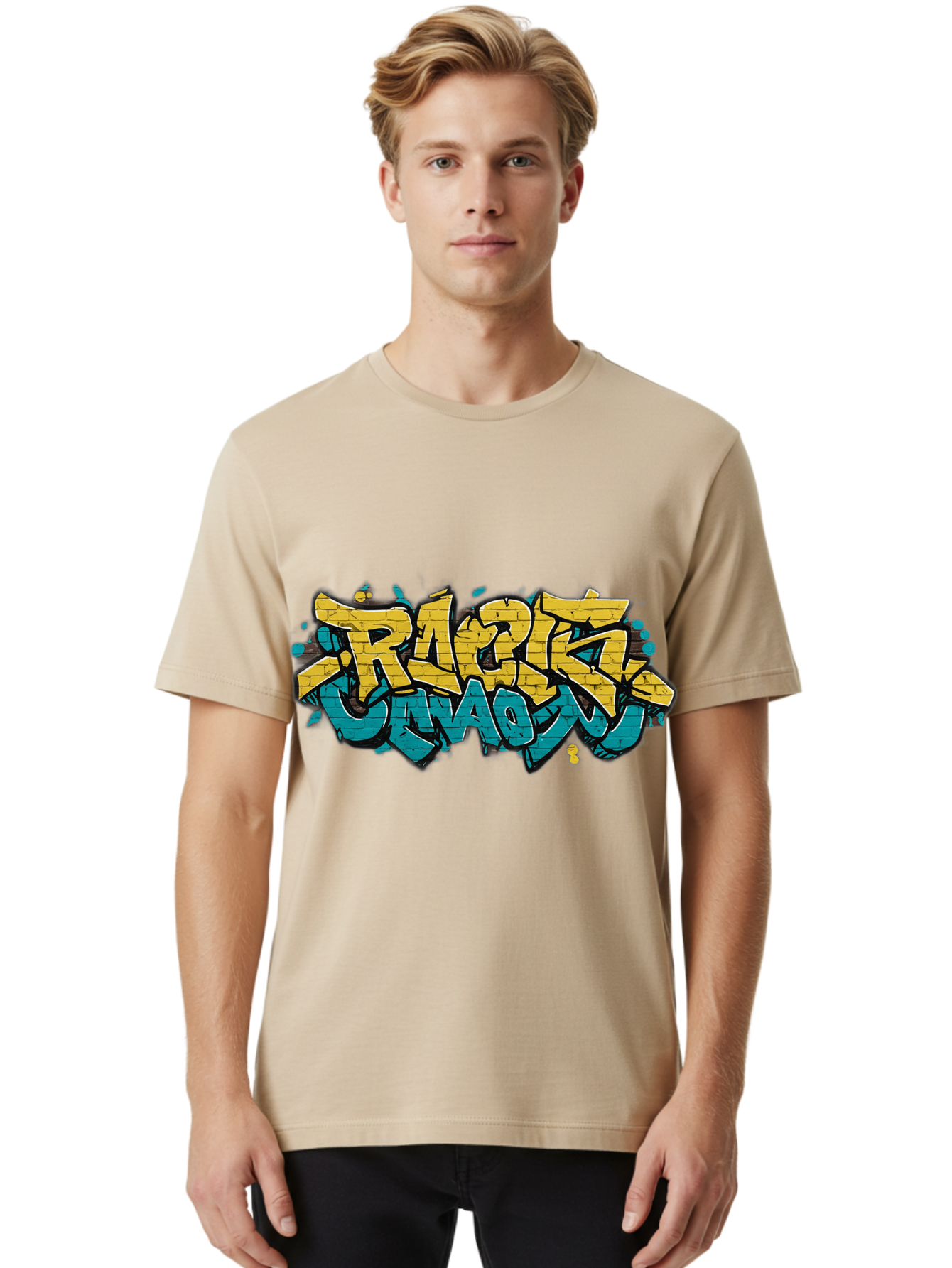 Raptz-Clan Men'S Graphic Tee, 100% Cotton, Comfortable Casual Summer Wear, Machine Washable, Street Art, Graffiti Style, Bold Typography, Vibrant Colors, Razk Unadon, Urban Art, Stylized Font, Cool Graphics, Artistic Expression Bad471