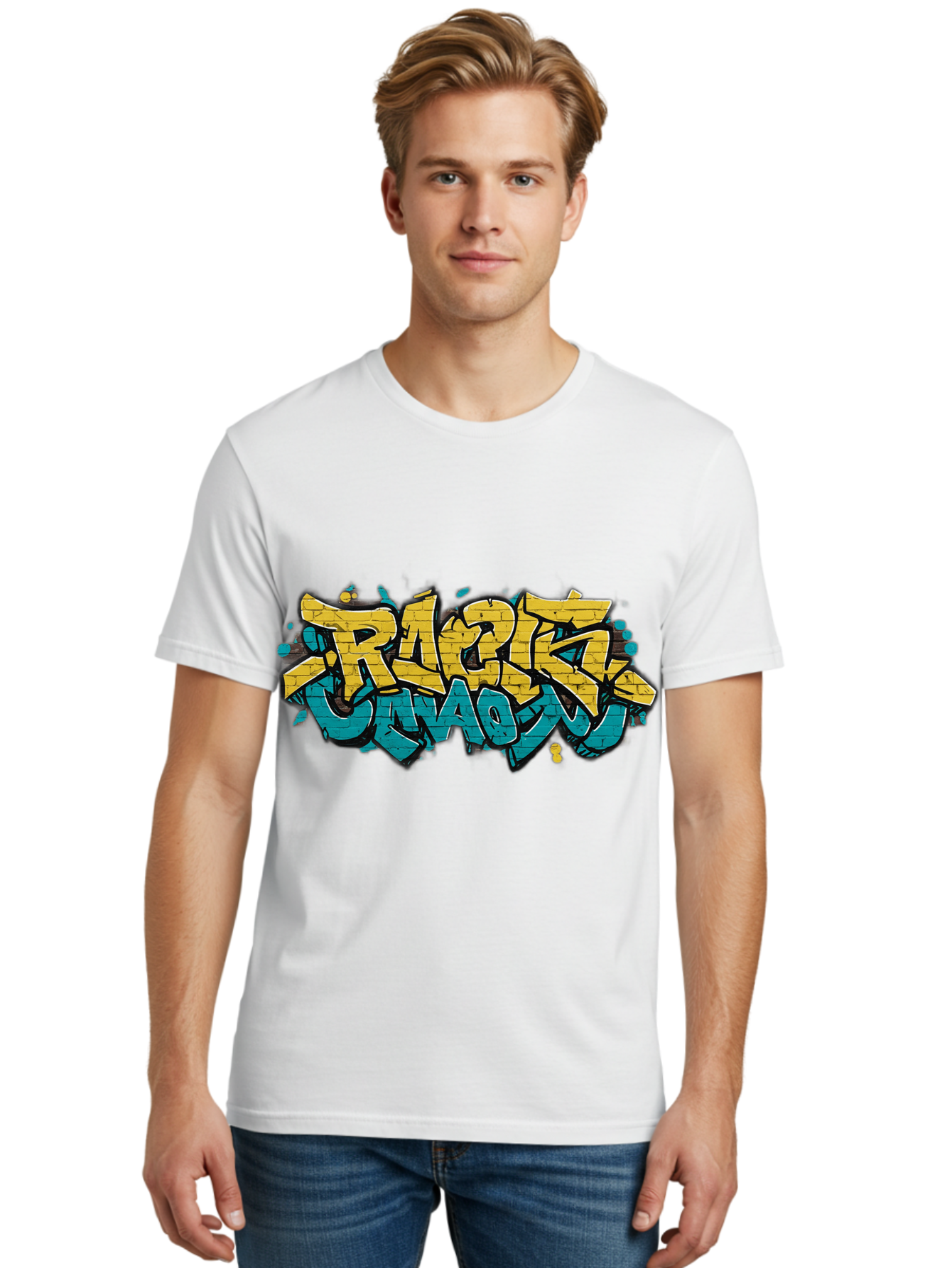 Raptz-Clan Men'S Graphic Tee, 100% Cotton, Comfortable Casual Summer Wear, Machine Washable, Street Art, Graffiti Style, Bold Typography, Vibrant Colors, Razk Unadon, Urban Art, Stylized Font, Cool Graphics, Artistic Expression Bad471