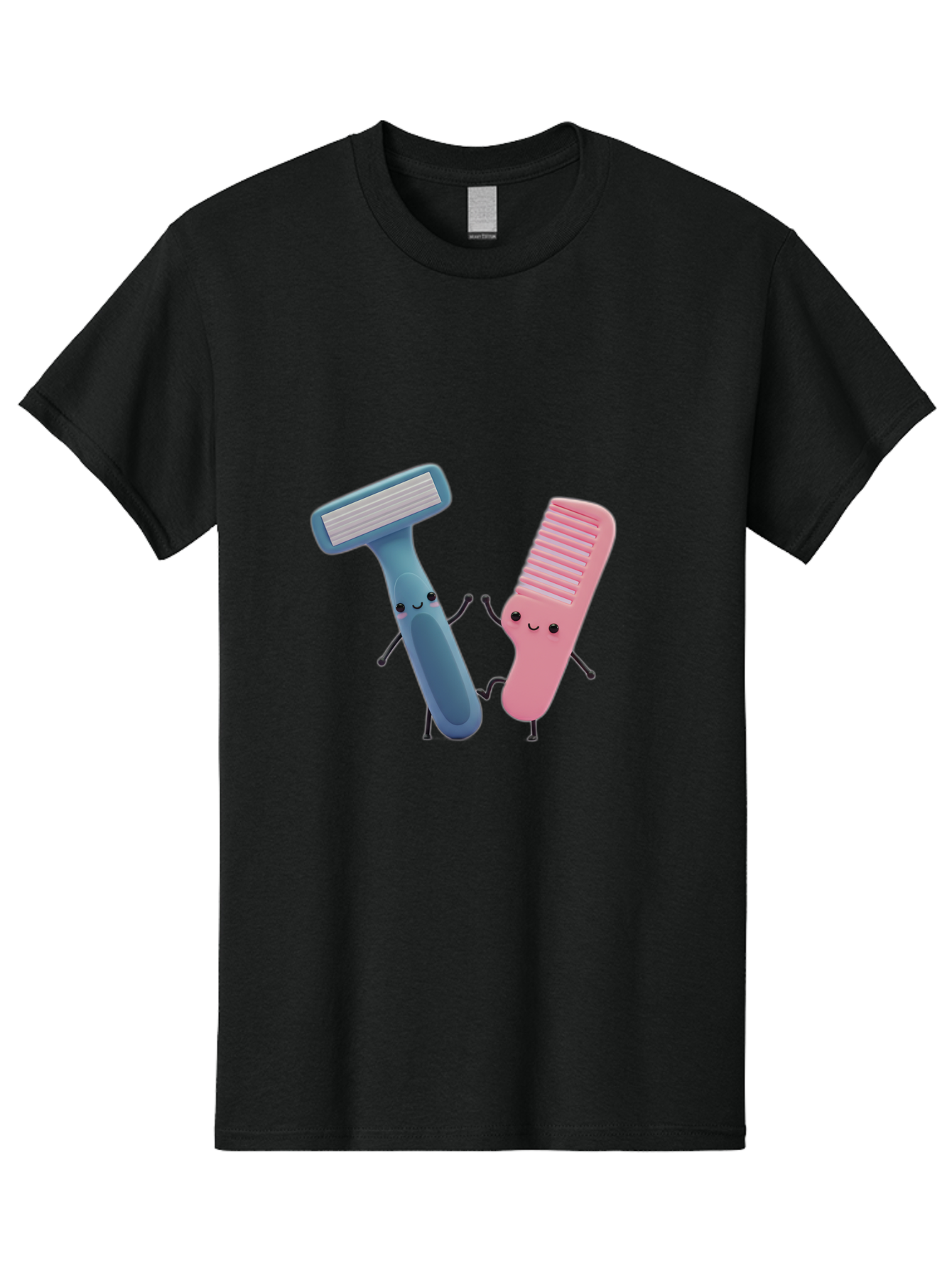 Razor-Duo Men'S Graphic Tee, 100% Cotton, Comfortable Casual Summer Wear, Machine Washable, Cartoon Razors, Pink And Blue Razors, Razor Characters, Shaving, Personal Care, Hygiene Products, Grooming, Razor Blades Bad477